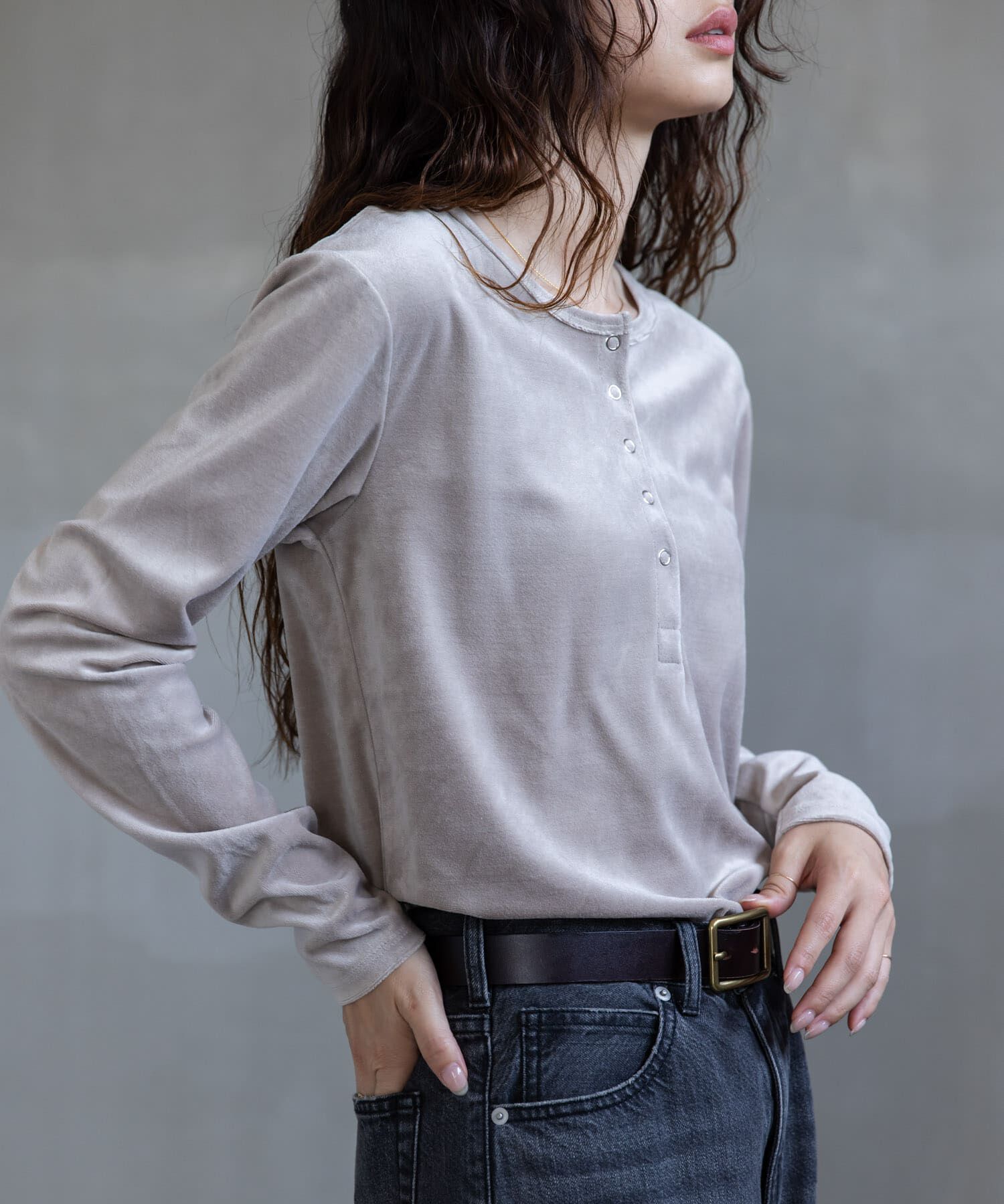 Sonny Label 「『UR TECH』ベロアヘンリーネックプルオーバー」|Tシャツ・カットソー|