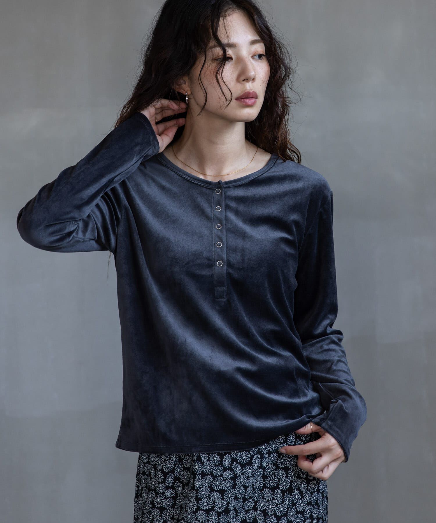 Sonny Label 「『UR TECH』ベロアヘンリーネックプルオーバー」|Tシャツ・カットソー|