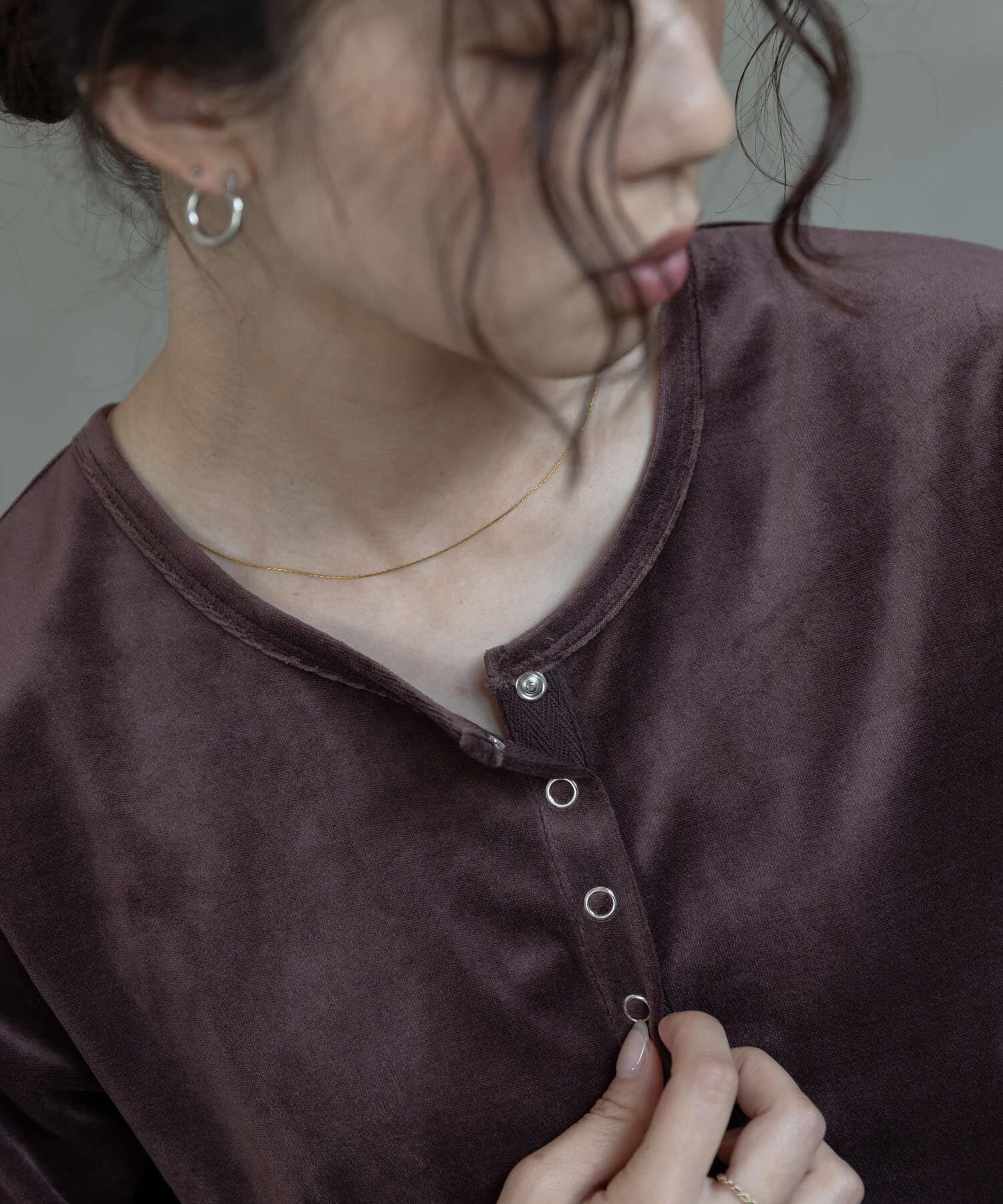 Sonny Label 「『UR TECH』ベロアヘンリーネックプルオーバー」|Tシャツ・カットソー|ブラウン