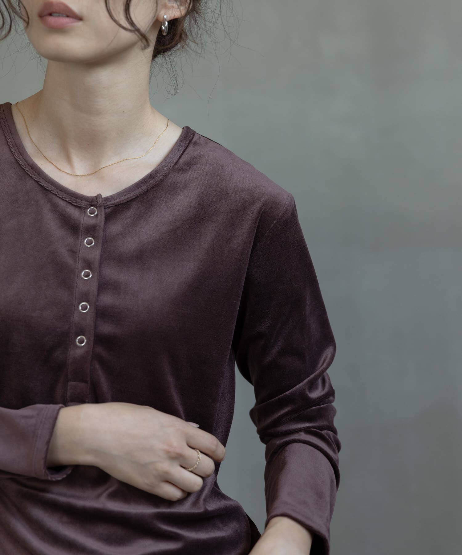 Sonny Label 「『UR TECH』ベロアヘンリーネックプルオーバー」|Tシャツ・カットソー|