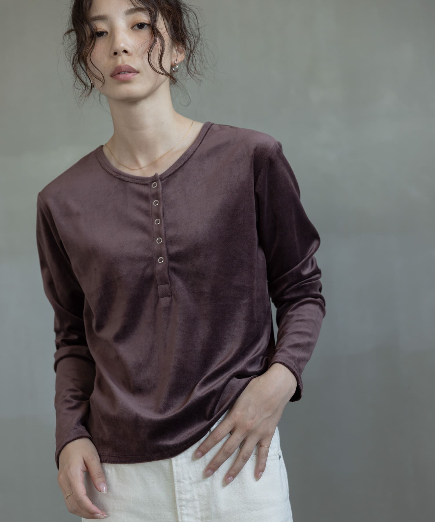 Sonny Label 「『UR TECH』ベロアヘンリーネックプルオーバー」|Tシャツ・カットソー|