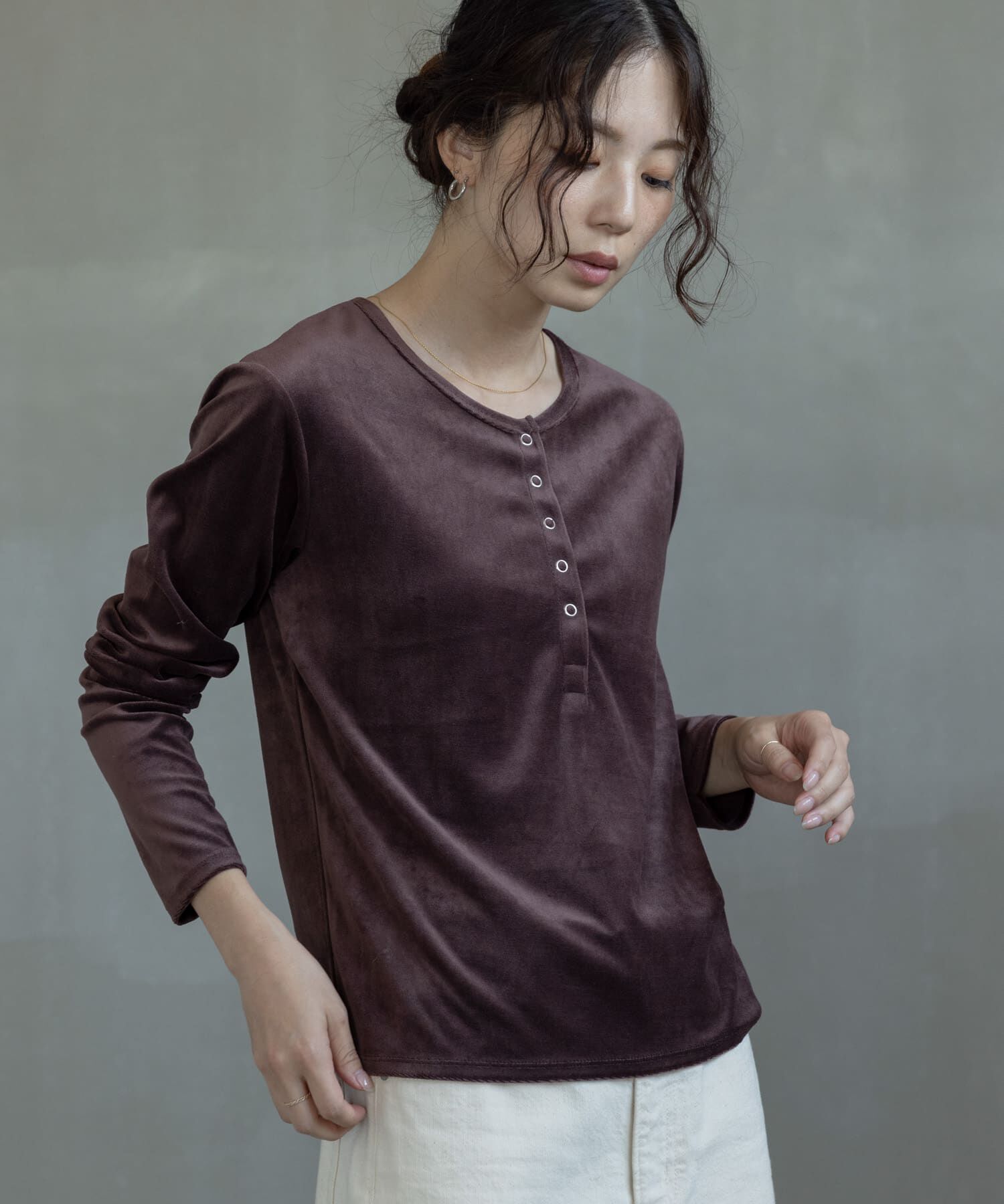 Sonny Label 「『UR TECH』ベロアヘンリーネックプルオーバー」|Tシャツ・カットソー|