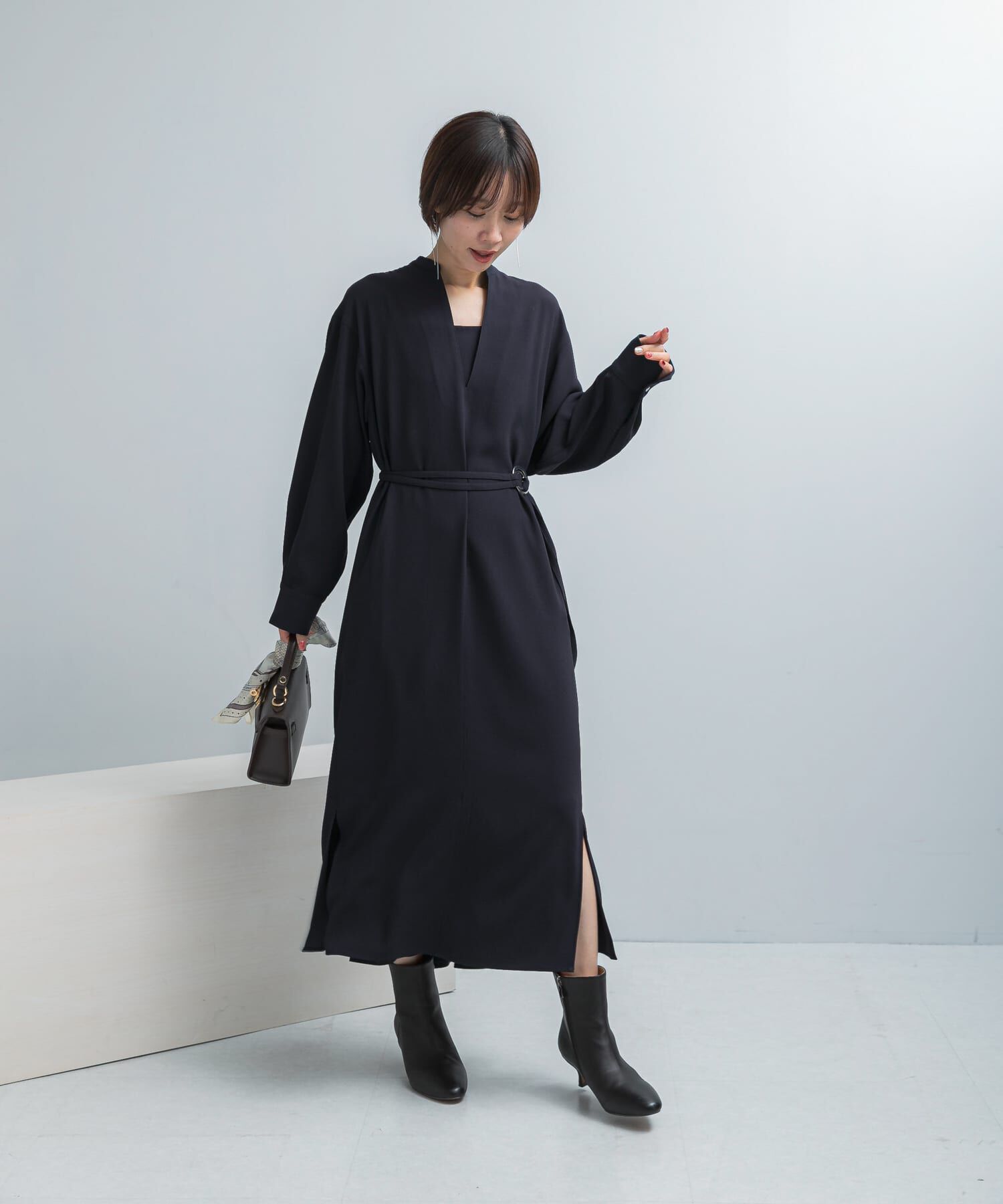 URBAN RESEARCH ROSSO「トリアセテート混Vネックワンピース」|ワンピース|