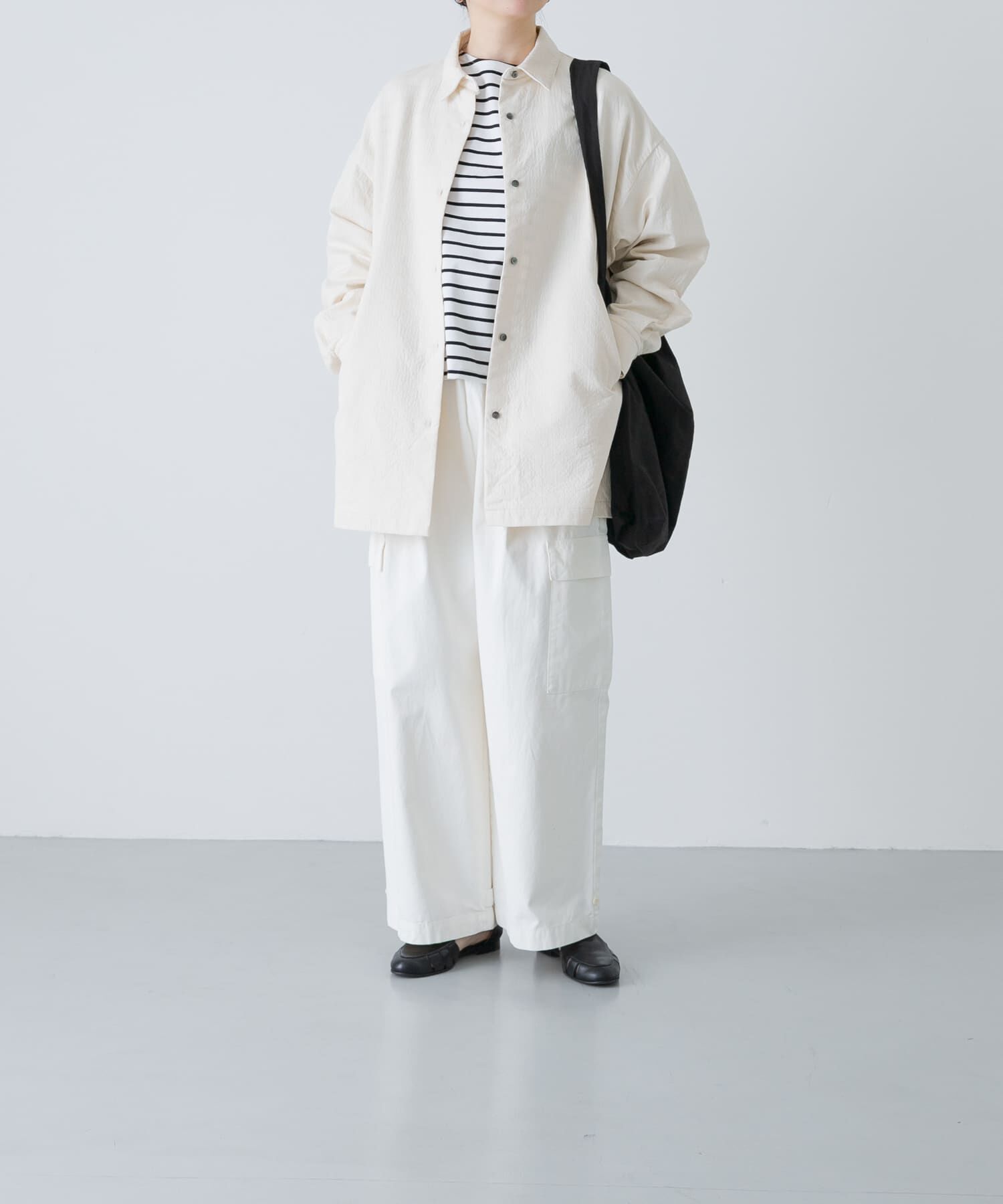 かぐれ「コットンドビージャケット」|ノーカラーコート|