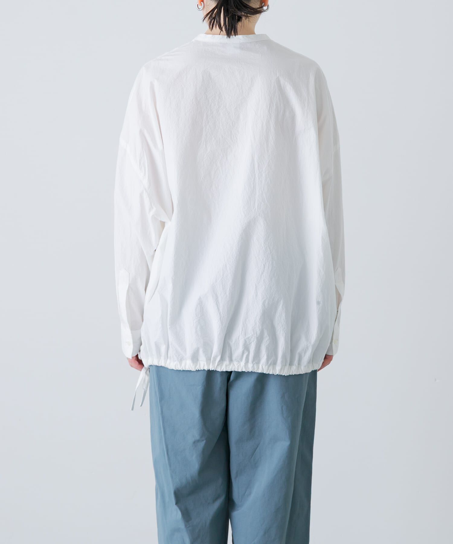 かぐれ「ノーカラークルーネックオーバーシャツ」|シャツ・ブラウス|