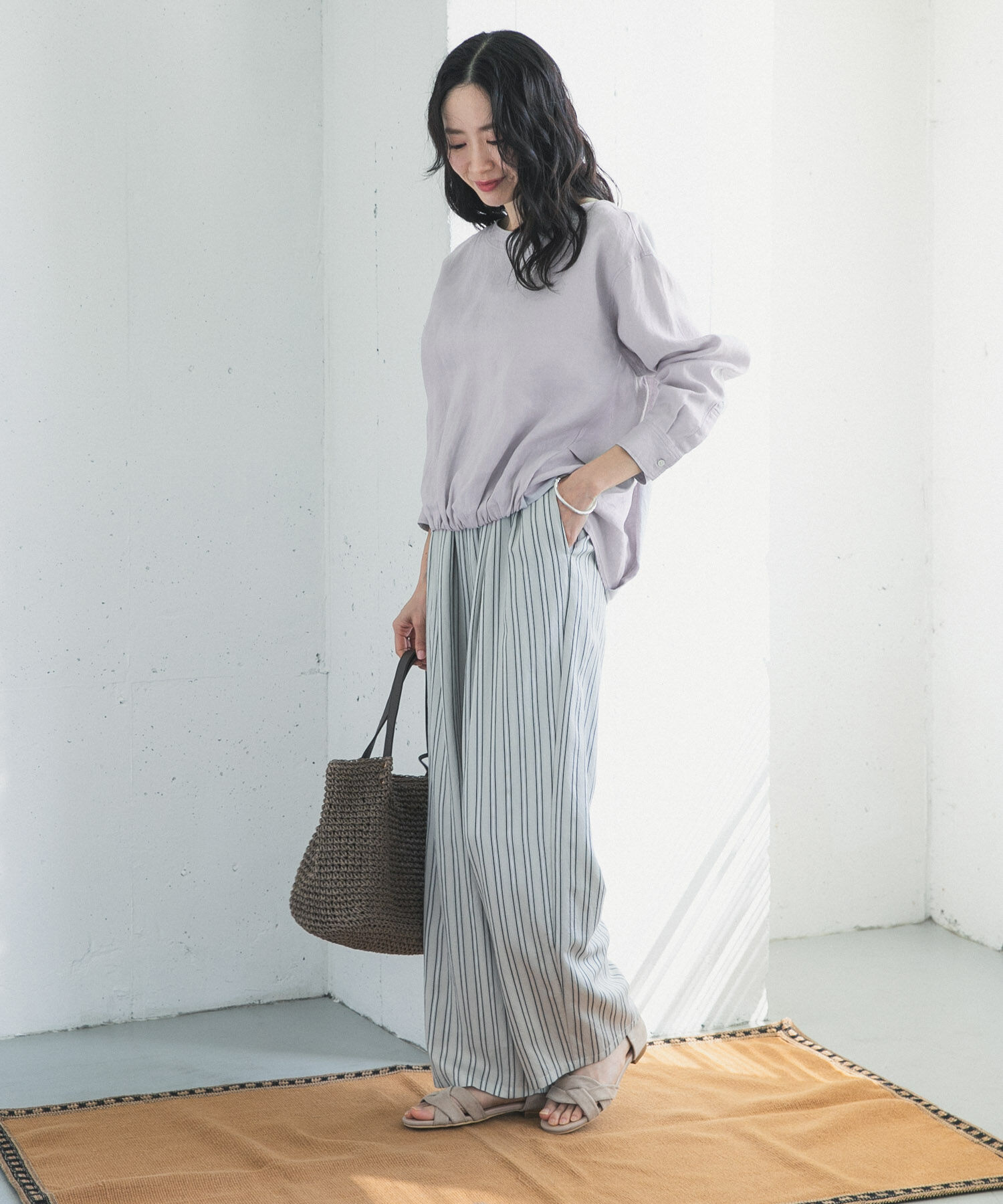 URBAN RESEARCH DOORS「リネンフロントギャザープルオーバー」|シャツ・ブラウス|