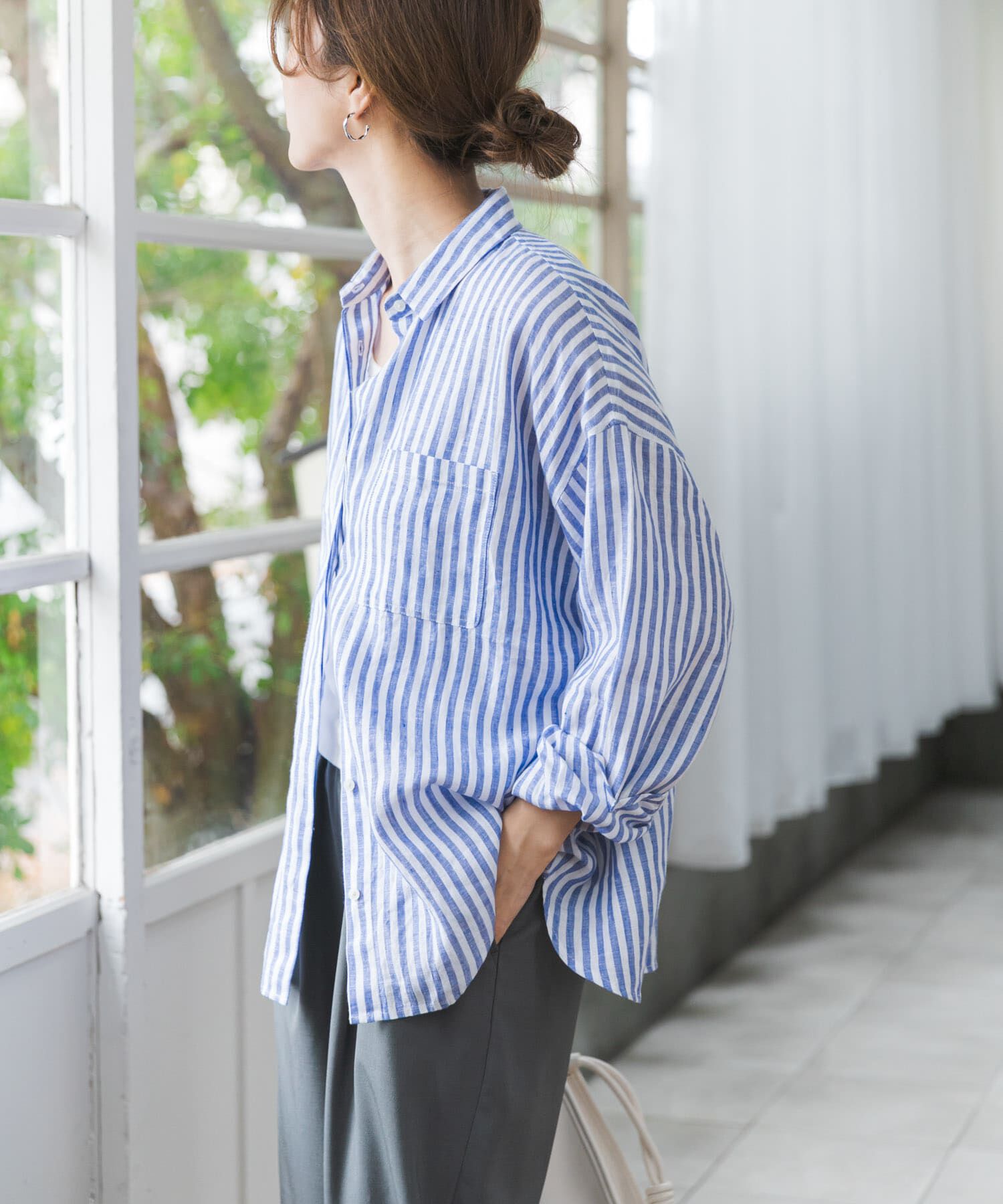 URBAN RESEARCH DOORS「リネンオーバーシャツ」|シャツ・ブラウス|