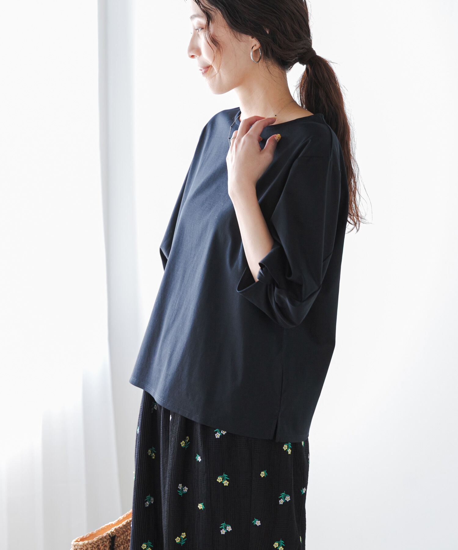 URBAN RESEARCH DOORS「『UR TECH』サマシェアツイストスリーブプルオーバー」|Tシャツ・カットソー|