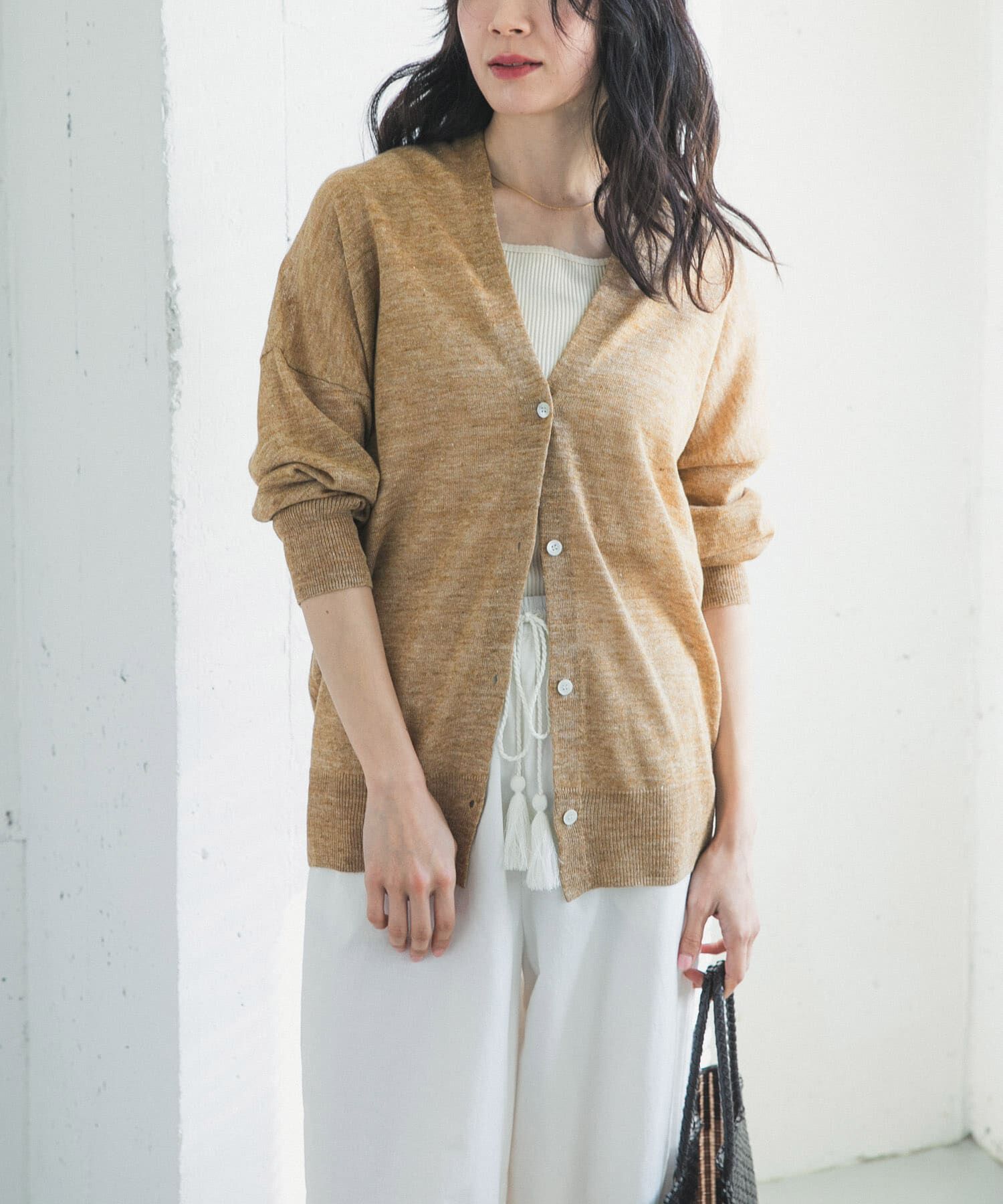 URBAN RESEARCH DOORS「リネンVネックカーディガン」|カーディガン|
