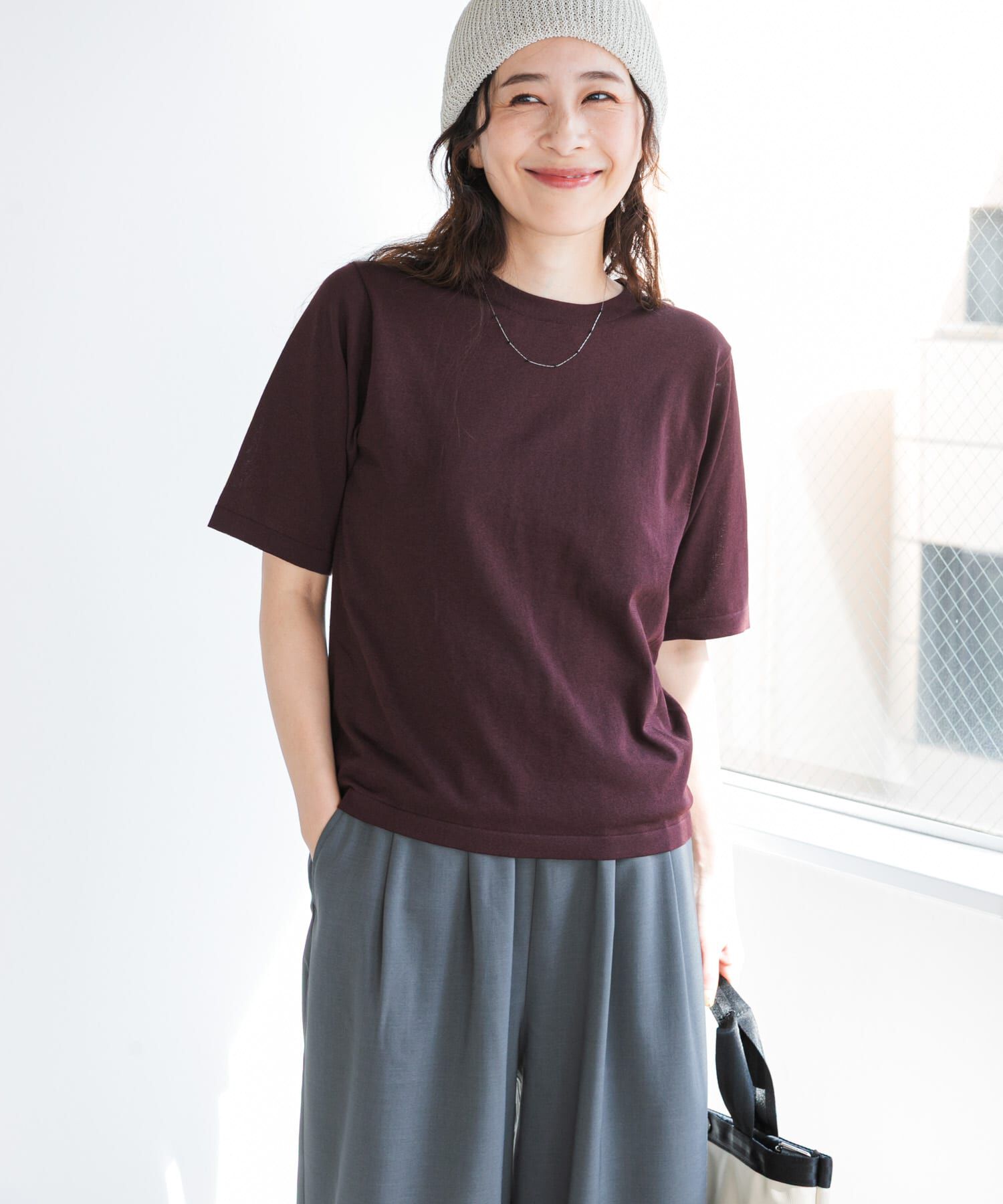 URBAN RESEARCH DOORS「『UR TECH』サマシェアニットハーフスリーブプルオーバー」|Tシャツ・カットソー|