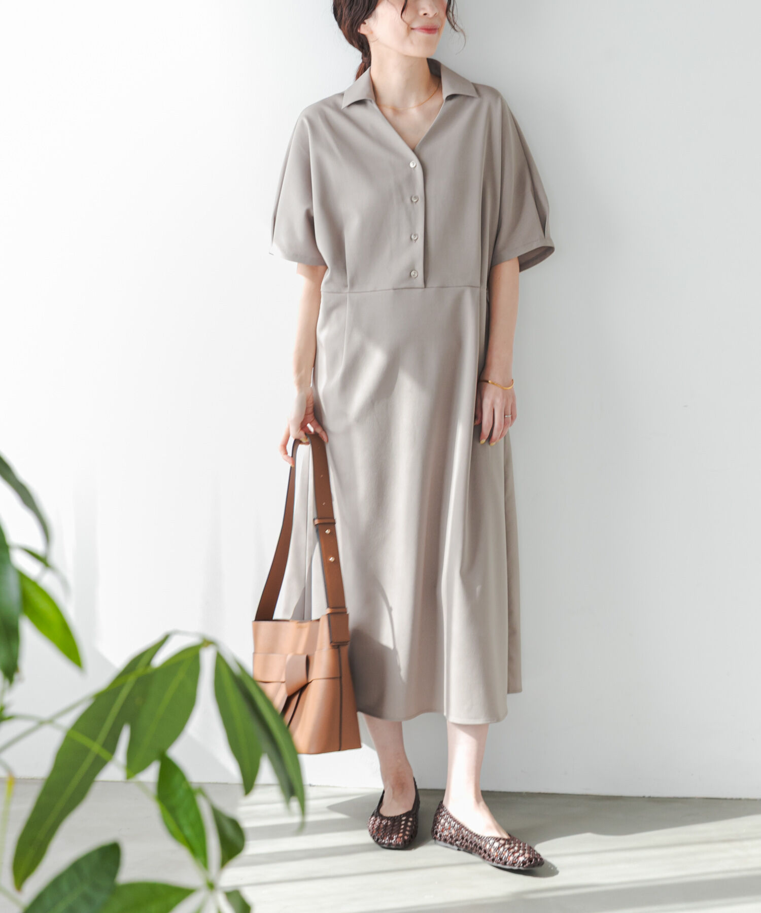 URBAN RESEARCH DOORS「『UR TECH』完声/涼ドルマン半袖ワンピース」|ワンピース|