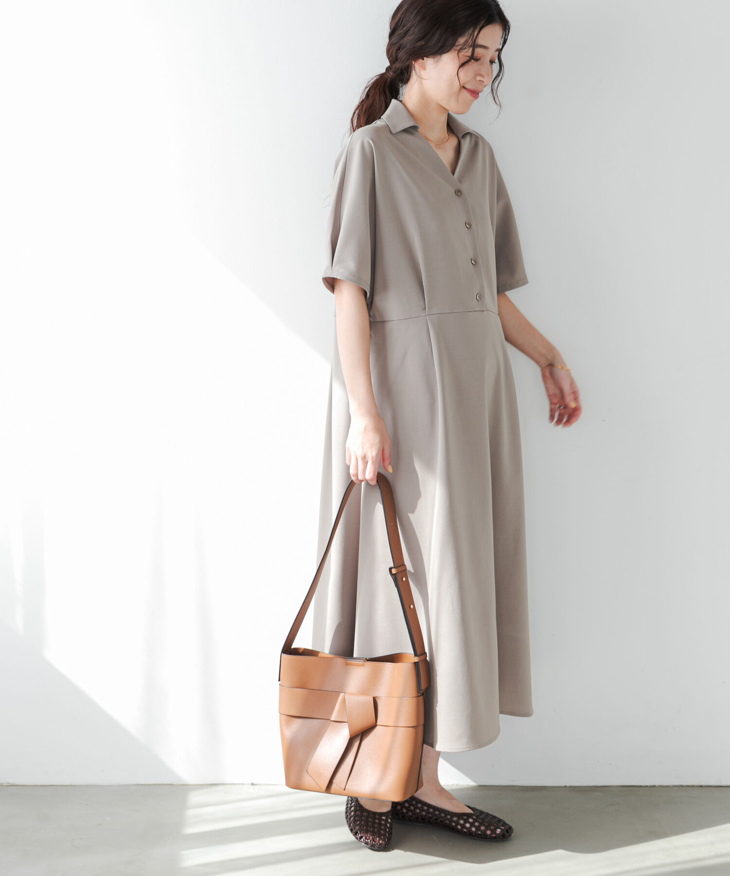 URBAN RESEARCH DOORS「『UR TECH』完声/涼ドルマン半袖ワンピース」|ワンピース|