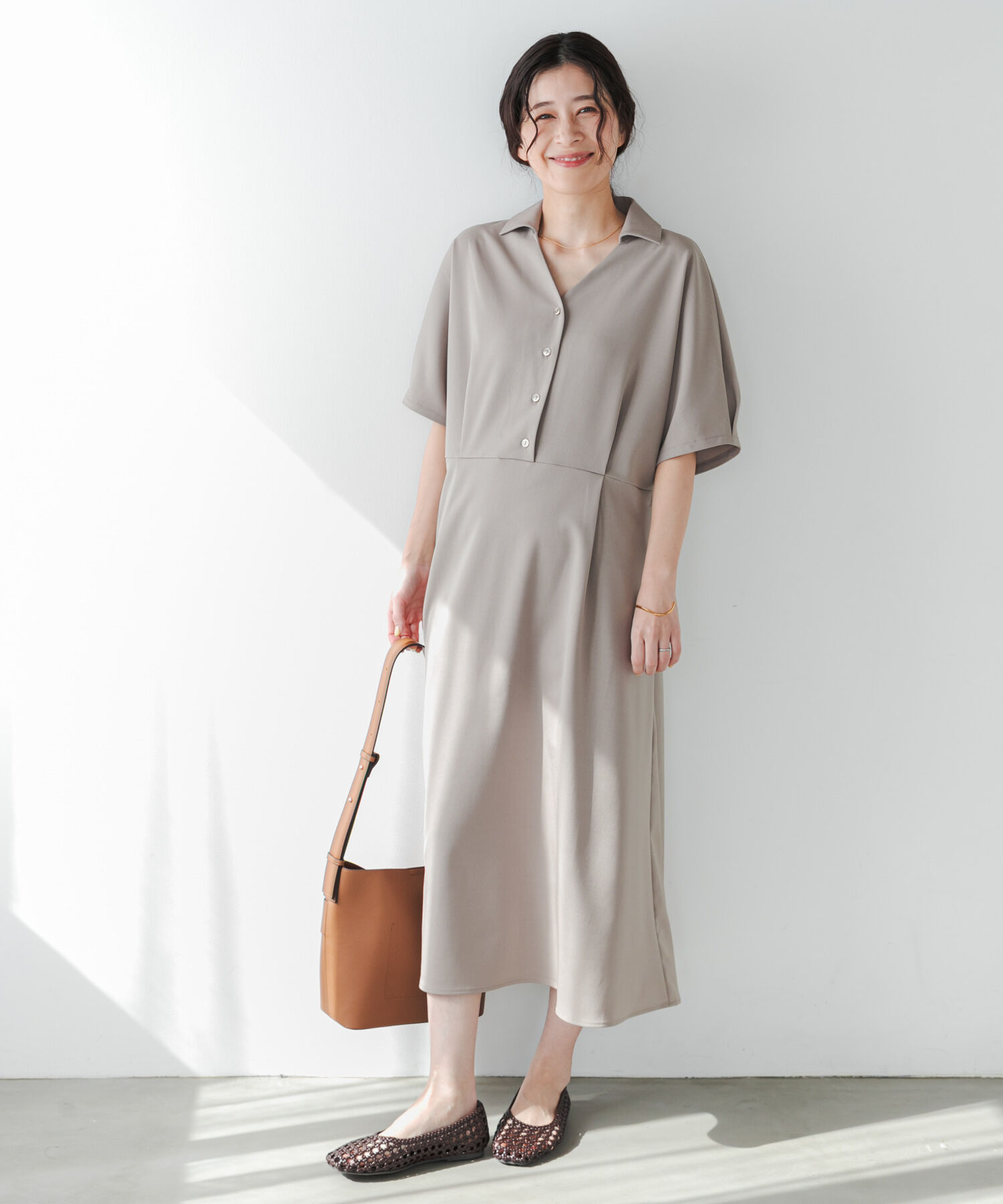 URBAN RESEARCH DOORS「『UR TECH』完声/涼ドルマン半袖ワンピース」|ワンピース|