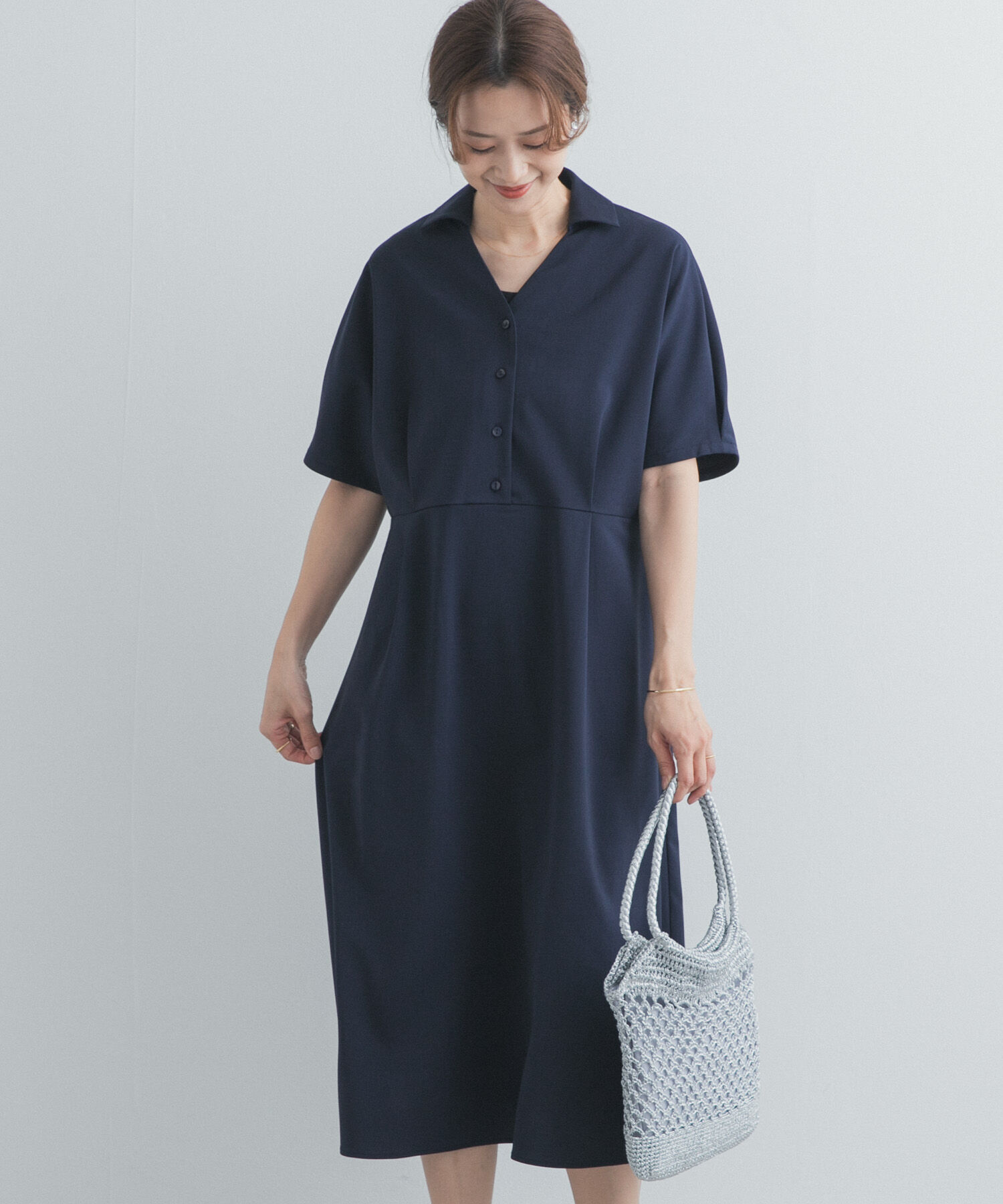 URBAN RESEARCH DOORS「『UR TECH』完声/涼ドルマン半袖ワンピース」|ワンピース|