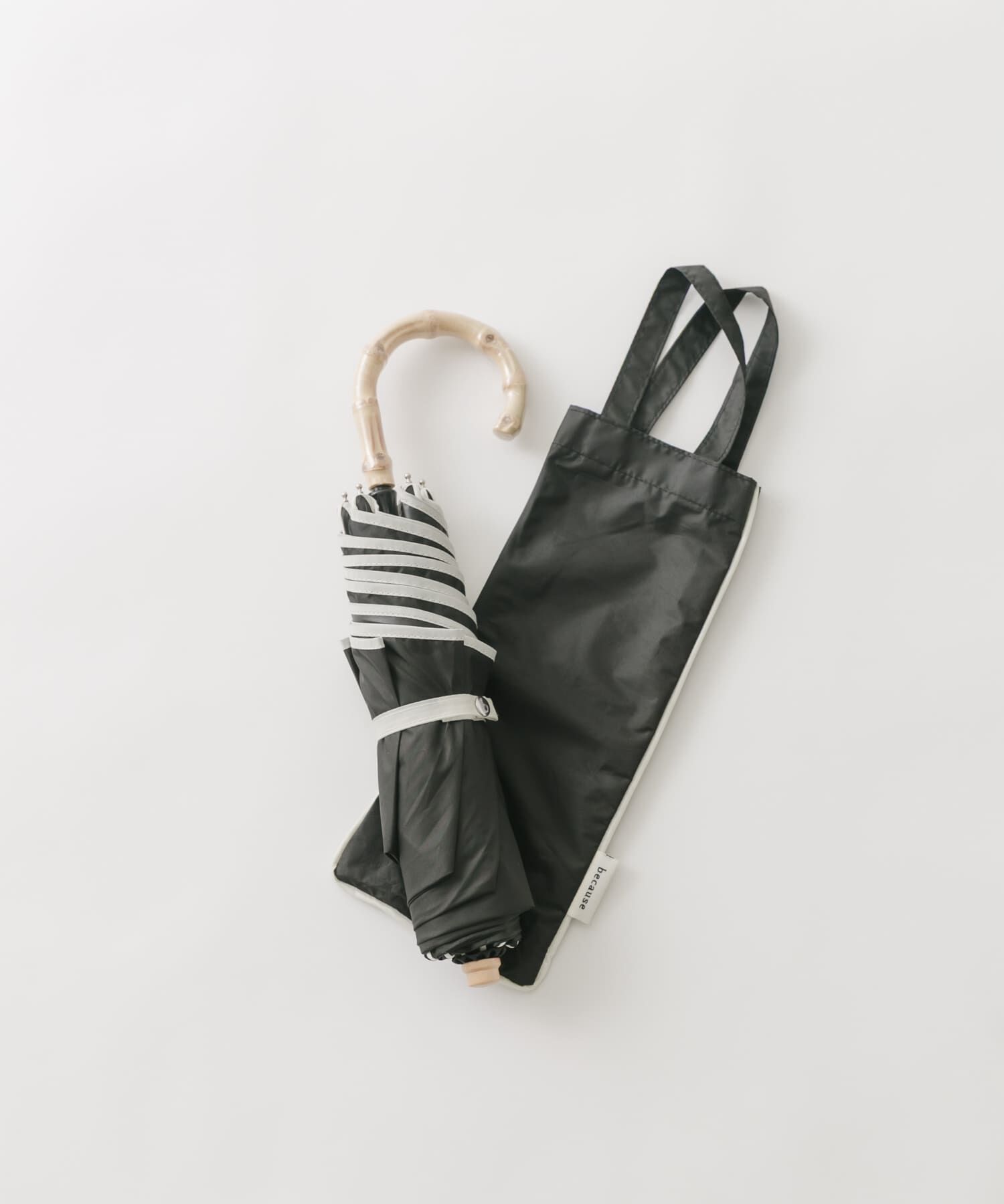 SMELLY「because　晴雨兼用パイピングミニ」|傘|ブラック