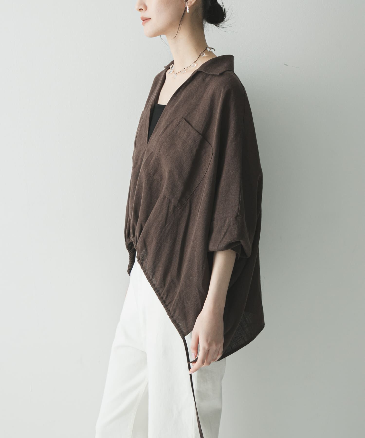 URBAN RESEARCH「ラミーレーヨンギャザーヘムシャツ」|シャツ・ブラウス|