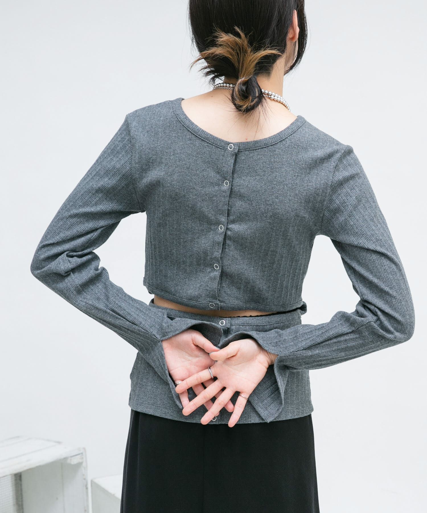  「カットアウトリブカットソー」|Tシャツ・カットソー|