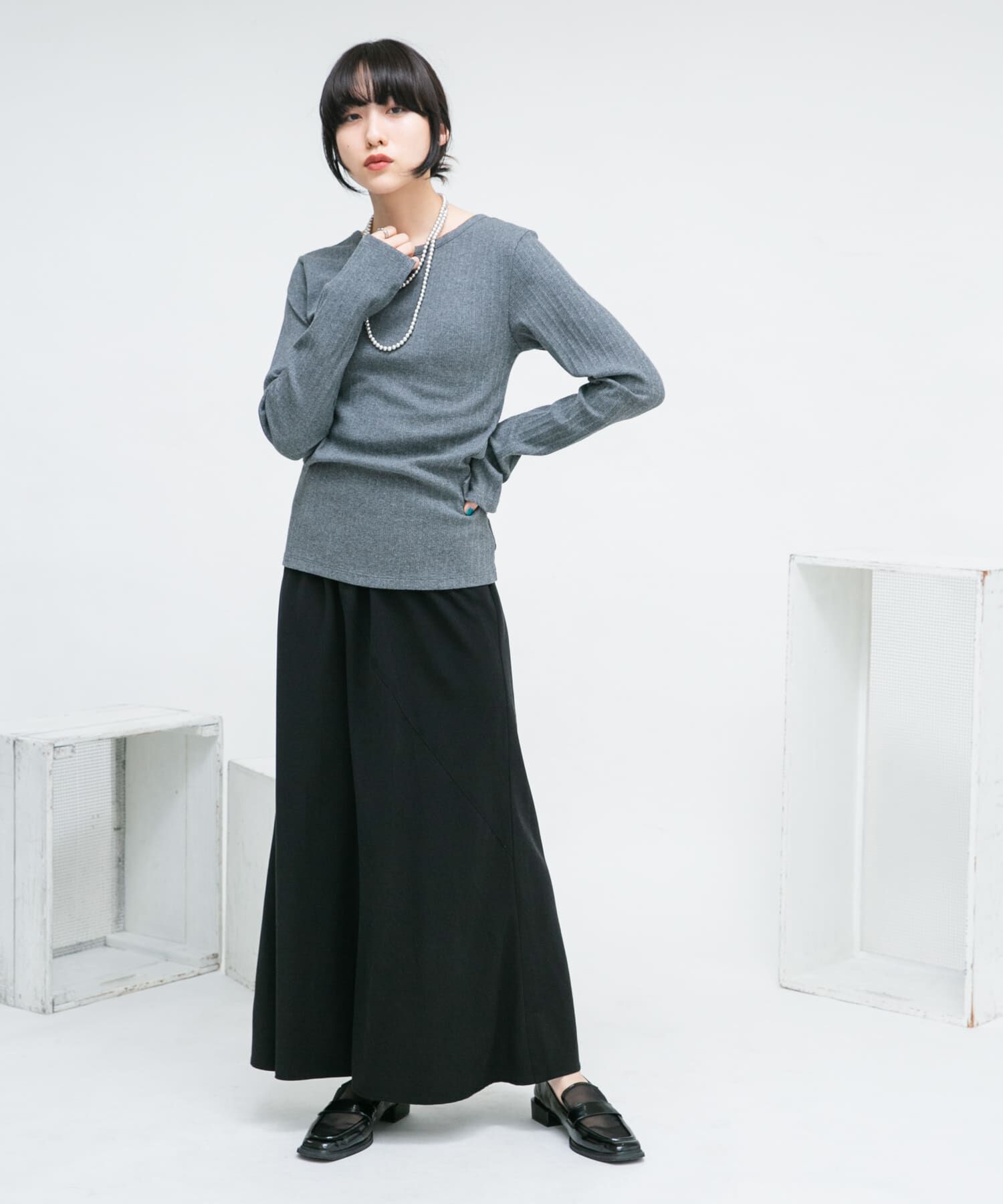  「カットアウトリブカットソー」|Tシャツ・カットソー|