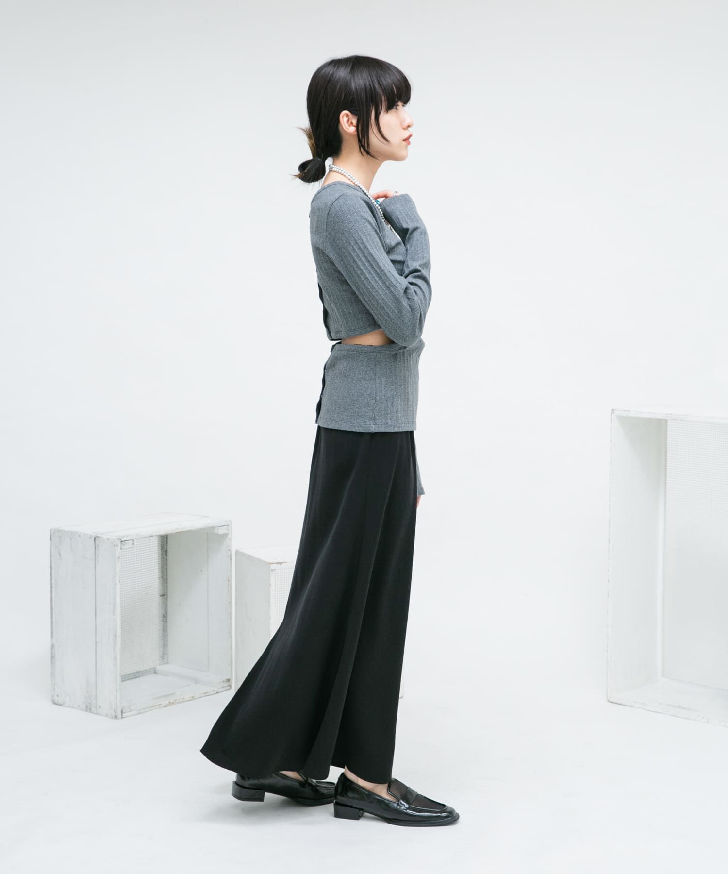  「カットアウトリブカットソー」|Tシャツ・カットソー|