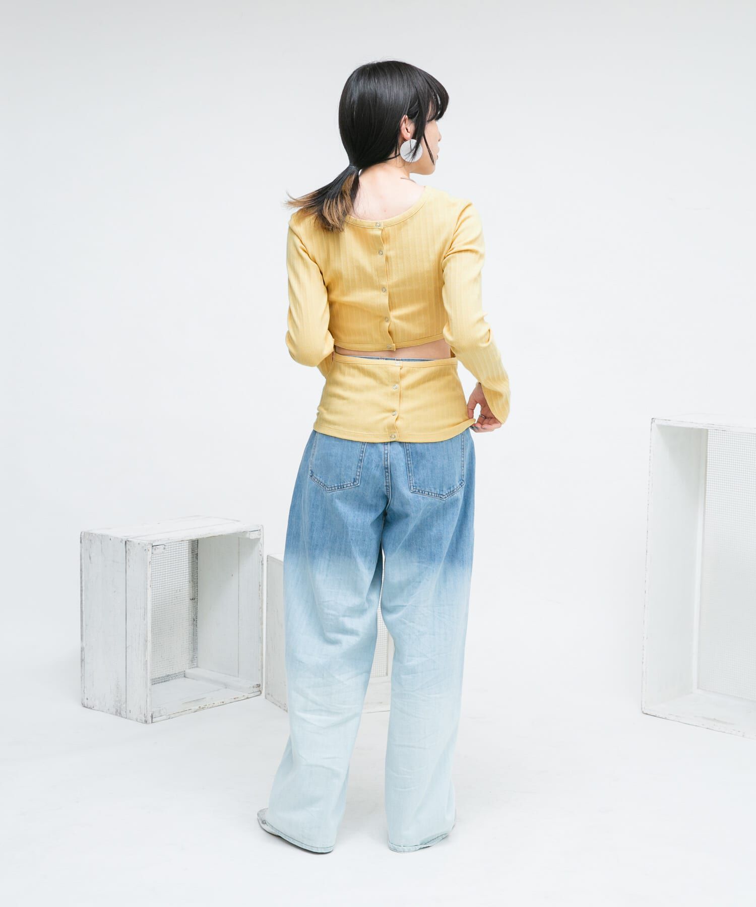  「カットアウトリブカットソー」|Tシャツ・カットソー|