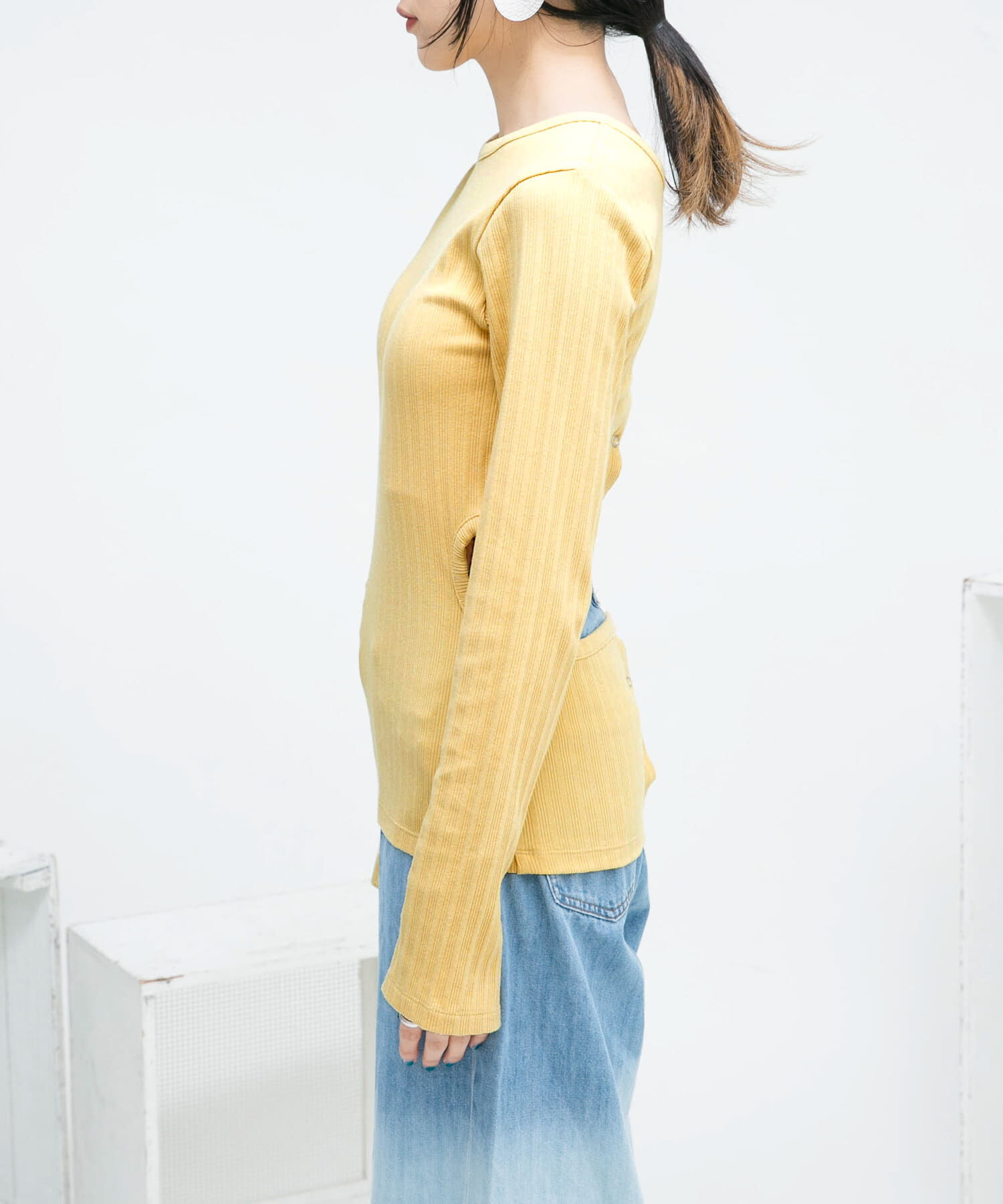  「カットアウトリブカットソー」|Tシャツ・カットソー|