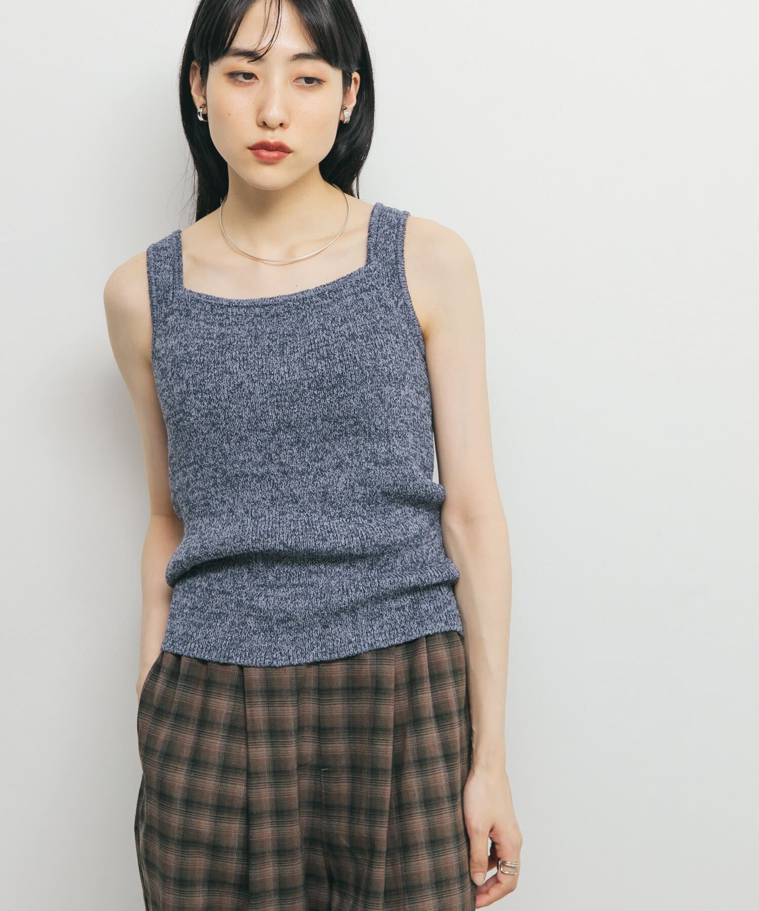  「スクエアニットタンクトップ」|タンクトップ|