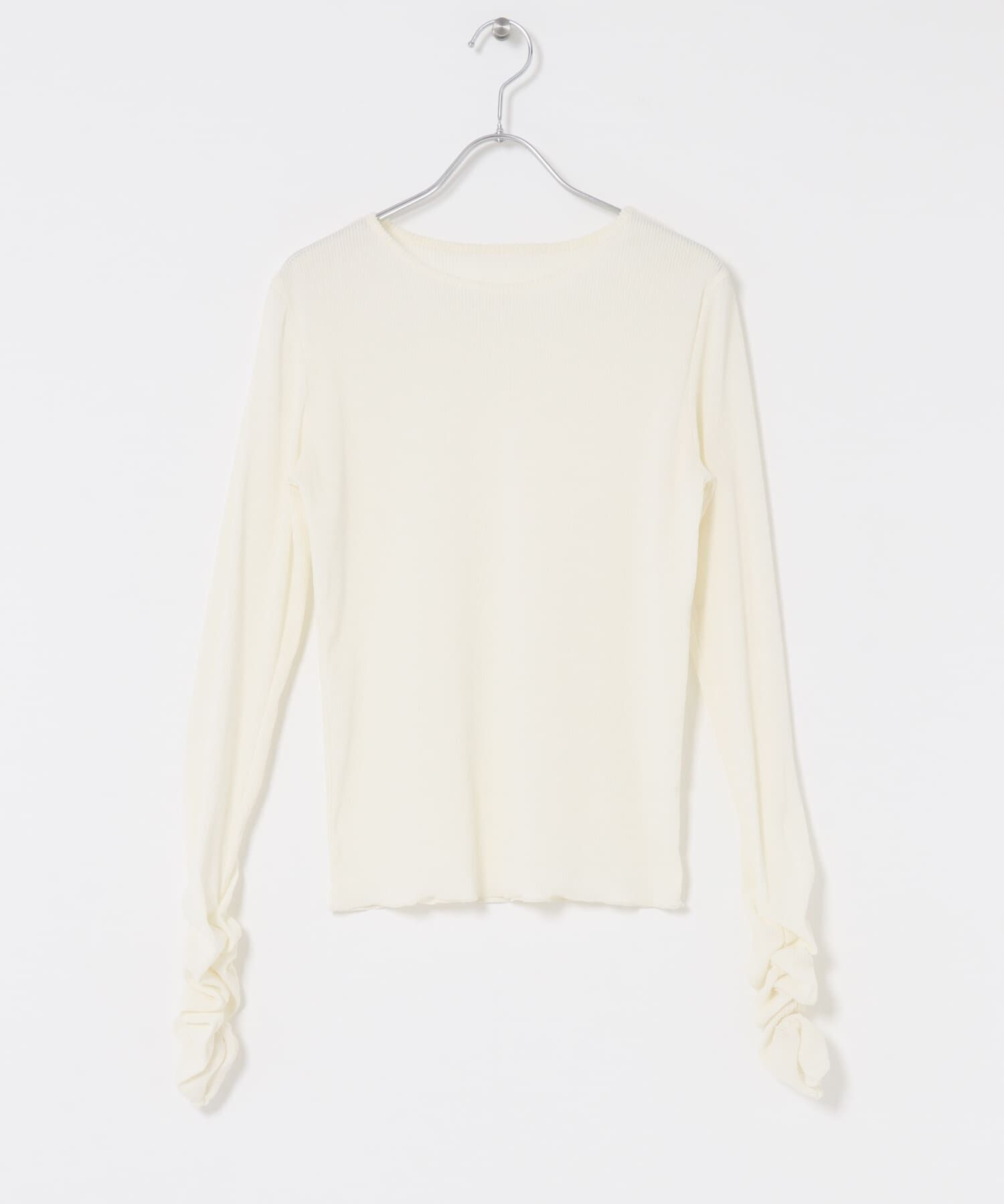  「シアーベロアシャーリングスリーブトップス」|Tシャツ・カットソー|