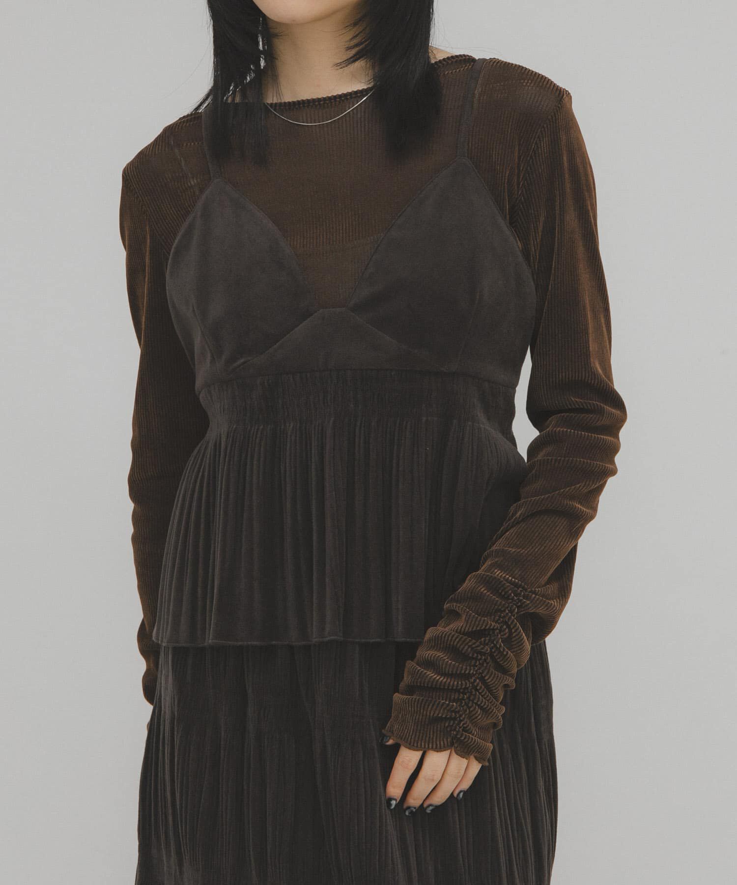  「シアーベロアシャーリングスリーブトップス」|Tシャツ・カットソー|