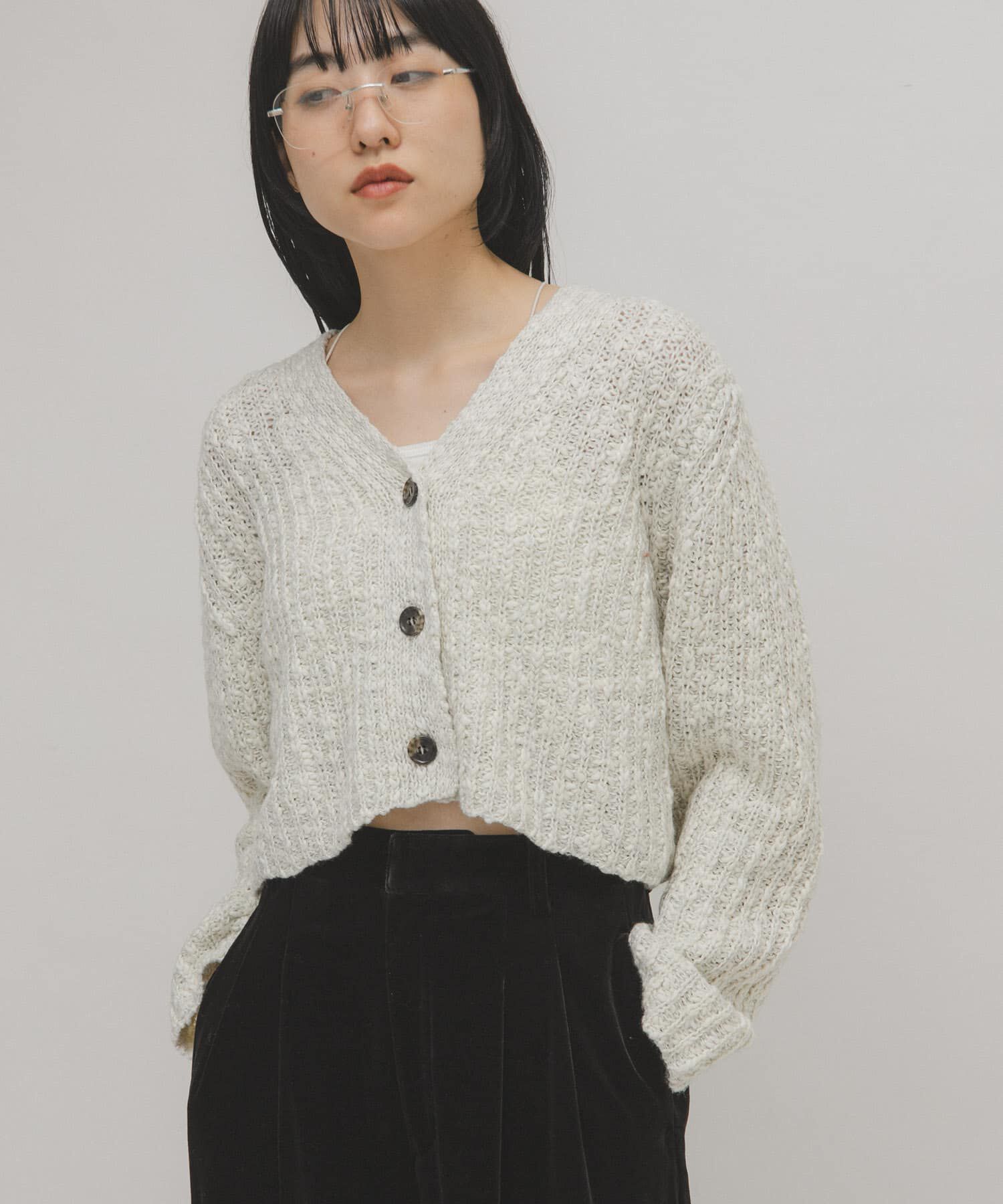  「スラブMIXショートカーディガン」|ニット・セーター|