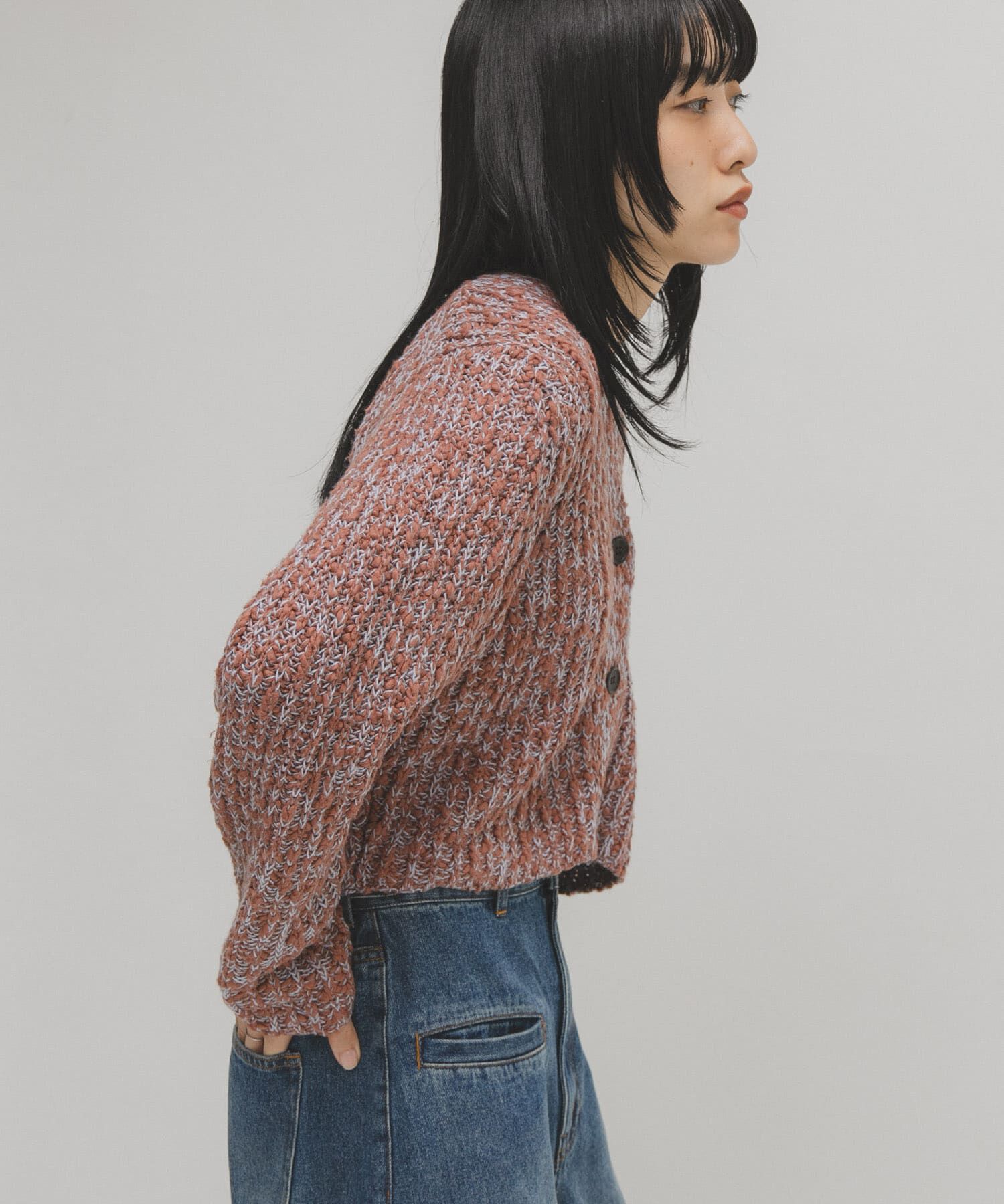  「スラブMIXショートカーディガン」|ニット・セーター|