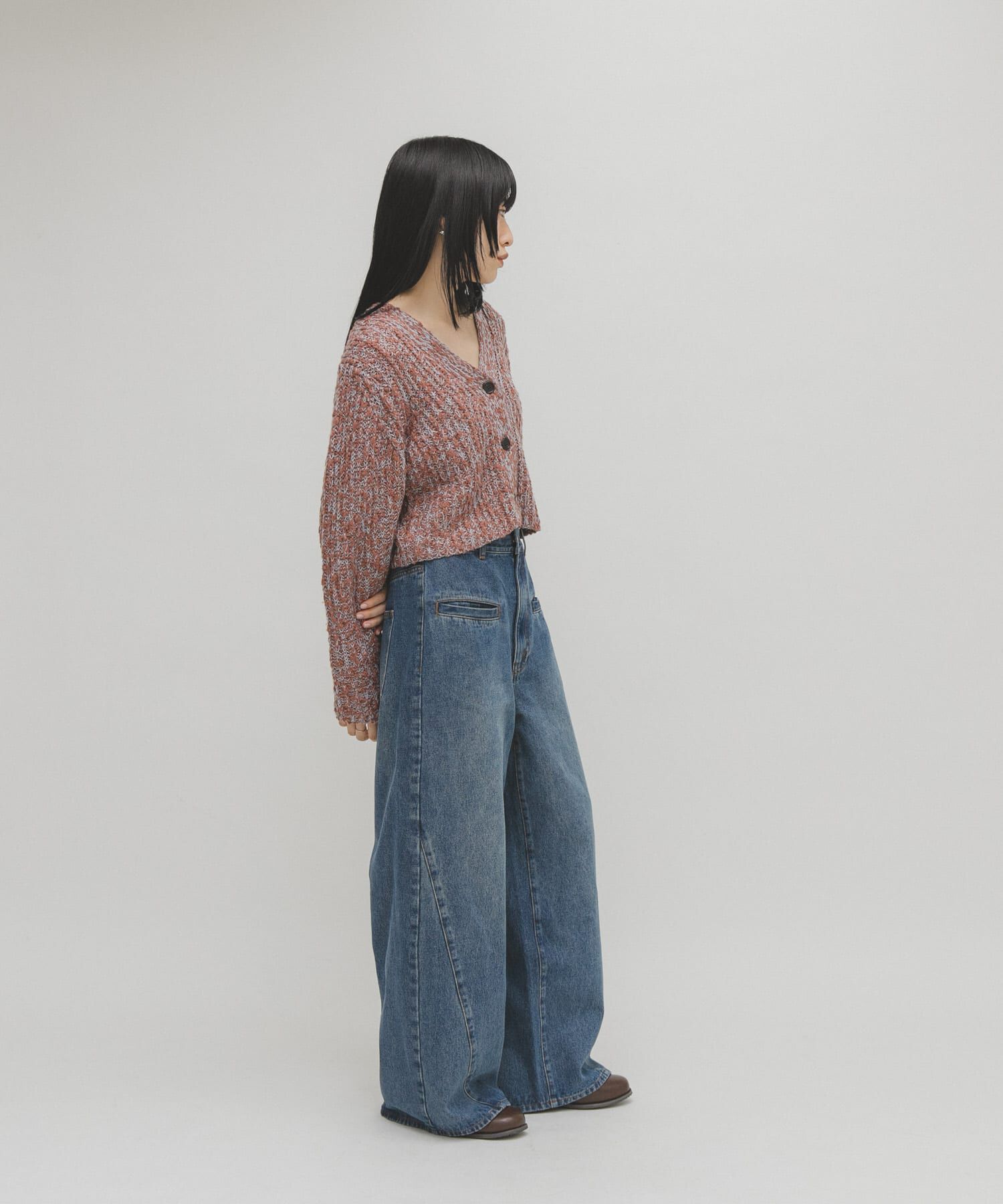  「スラブMIXショートカーディガン」|ニット・セーター|