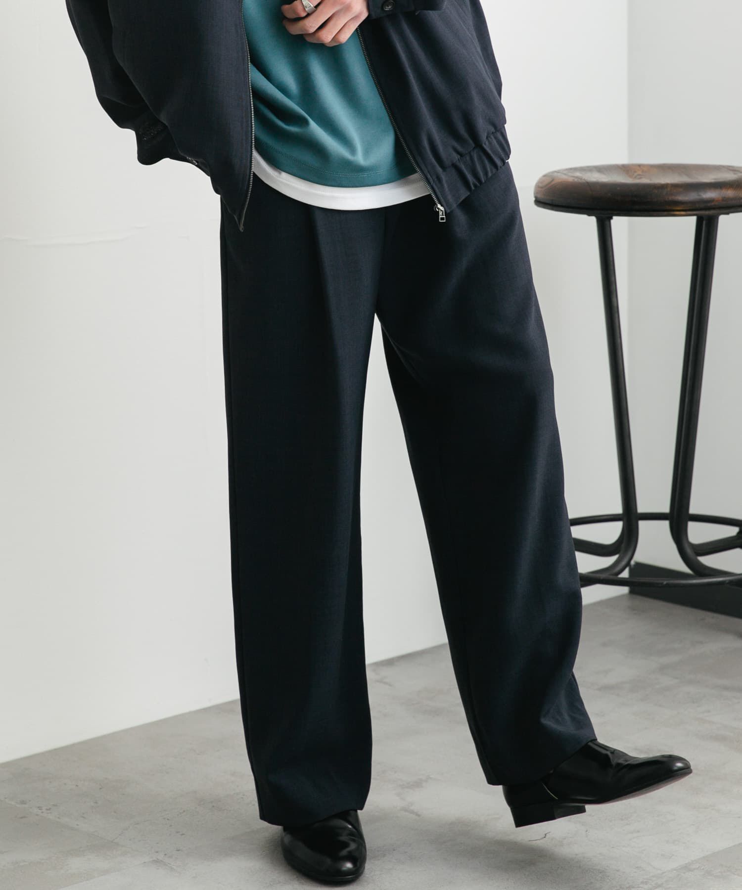 SENSE OF PLACE by URBAN RESEARCH「『UR TECH DRYLUXE』 リネンライクワイドパンツ」|その他|ネイビー