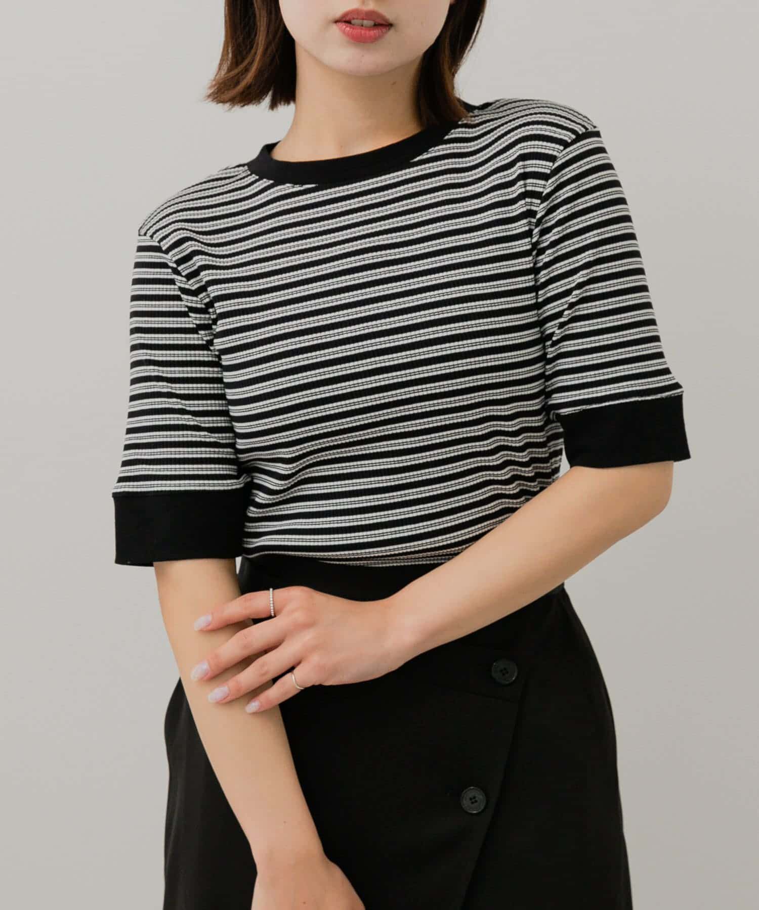 SENSE OF PLACE by URBAN RESEARCH「『一部WEB限定カラー』クルーネックリンガーボーダーTシャツ(5分袖)」|Tシャツ・カットソー|