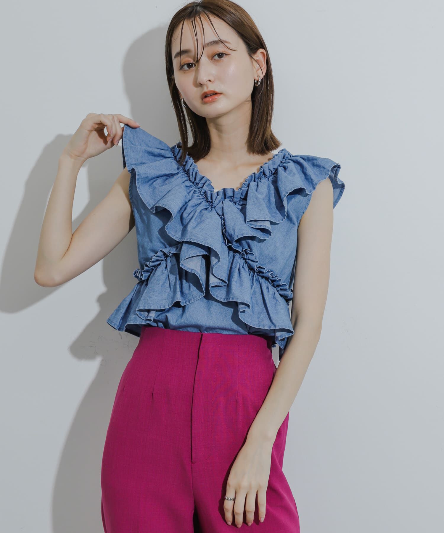 SENSE OF PLACE by URBAN RESEARCH「2WAYフリルノースリーブブラウス」|シャツ・ブラウス|