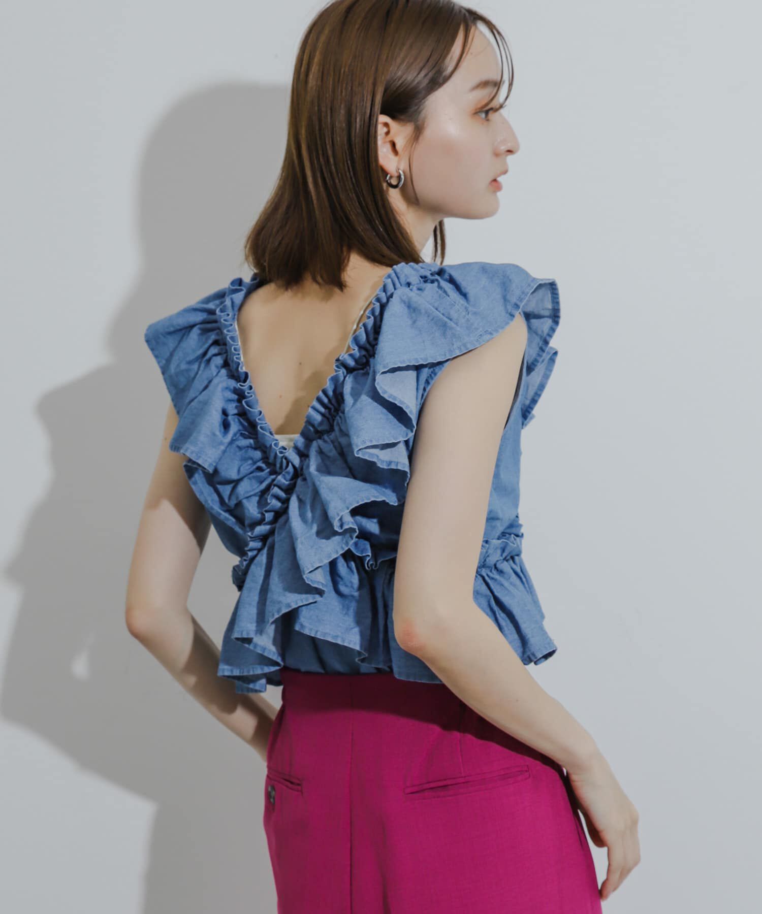 SENSE OF PLACE by URBAN RESEARCH「2WAYフリルノースリーブブラウス」|シャツ・ブラウス|