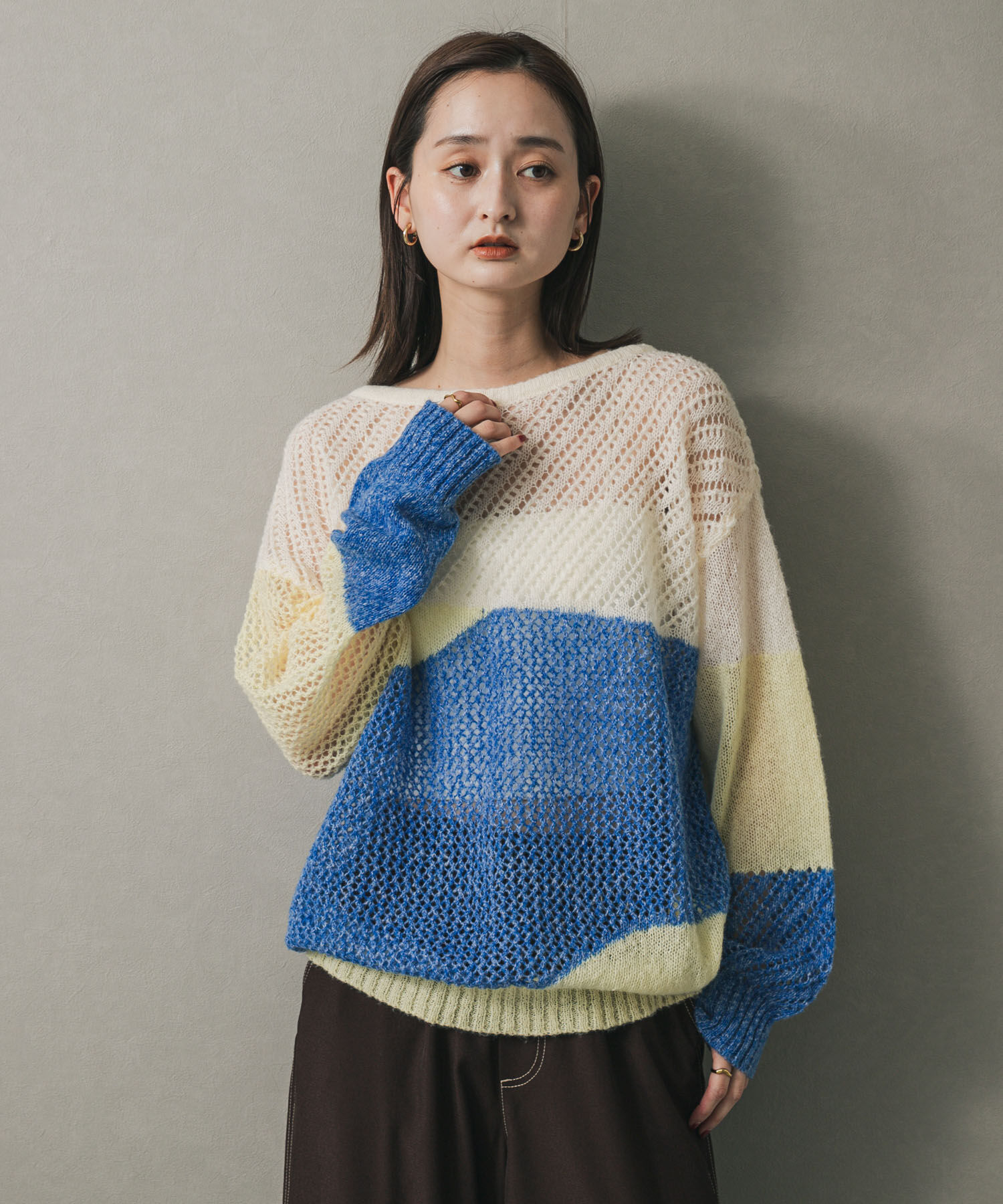 SENSE OF PLACE by URBAN RESEARCH「パッチワークメッシュセーター」|ニット・セーター|