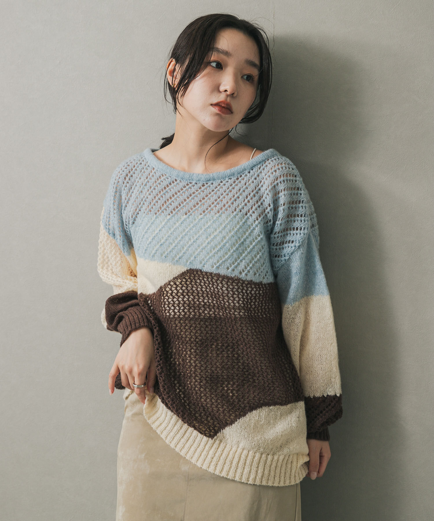 SENSE OF PLACE by URBAN RESEARCH「パッチワークメッシュセーター」|ニット・セーター|