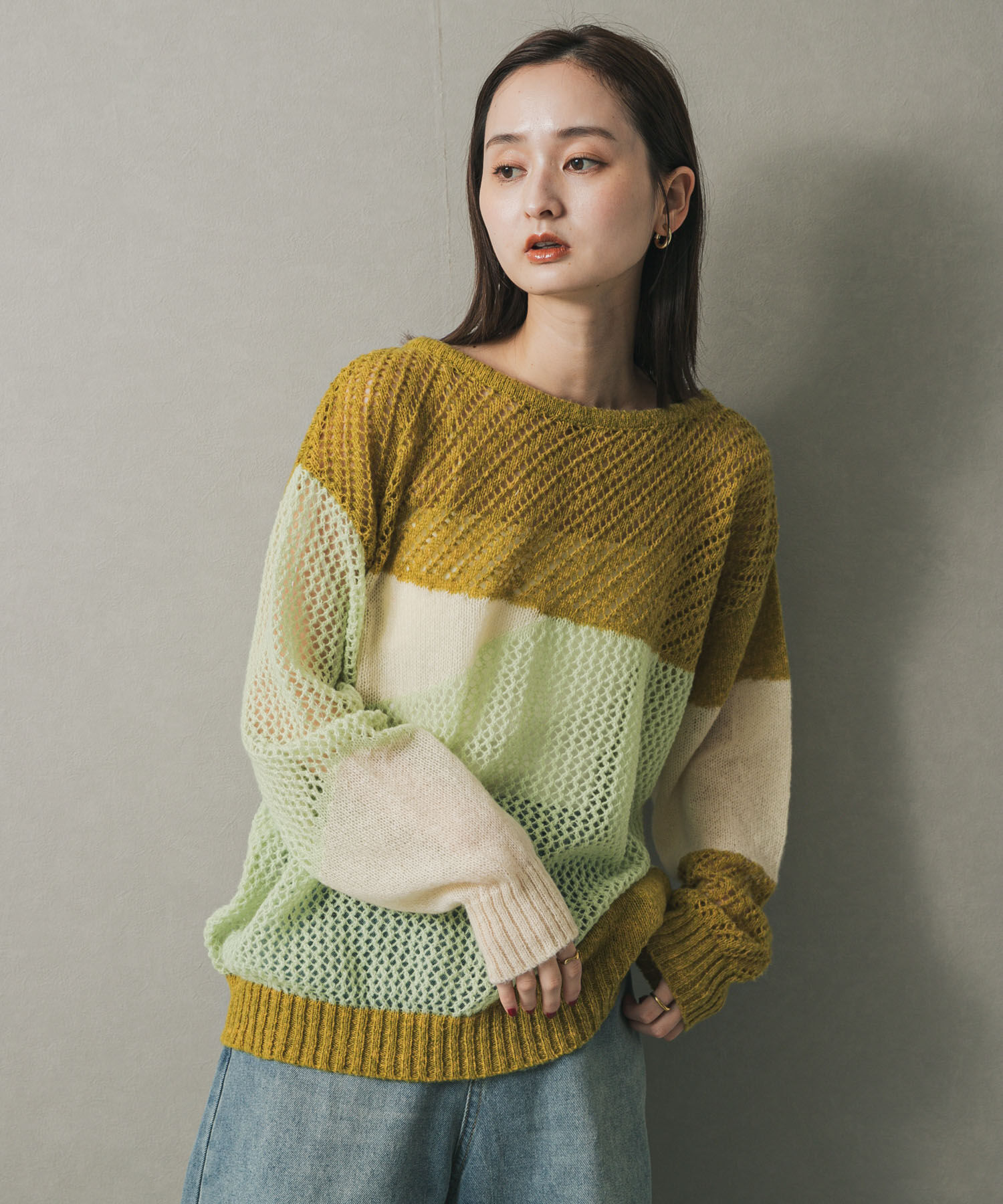 SENSE OF PLACE by URBAN RESEARCH「パッチワークメッシュセーター」|ニット・セーター|