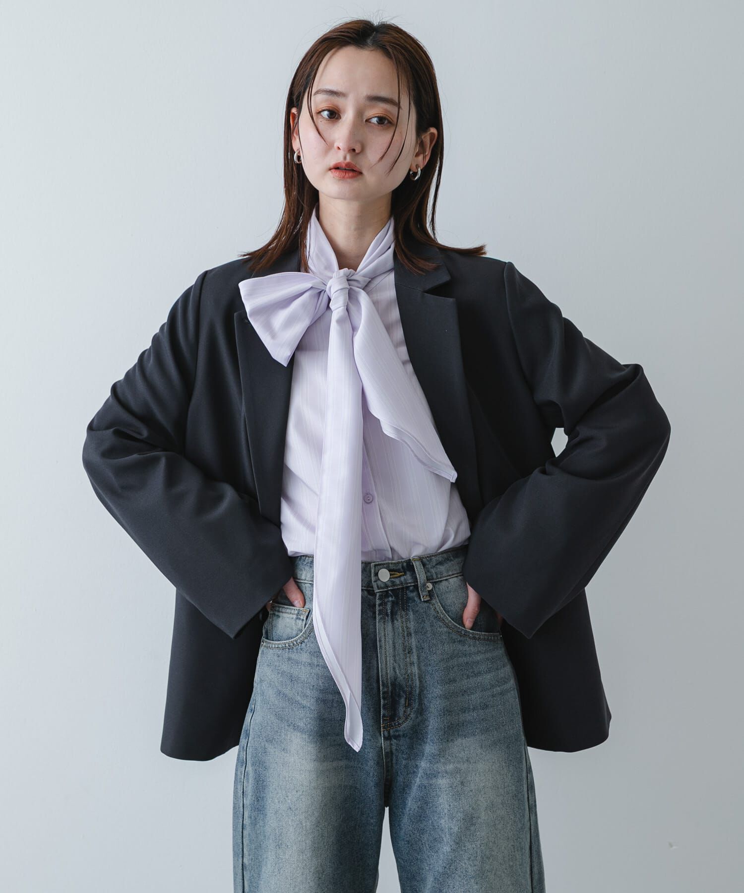 SENSE OF PLACE by URBAN RESEARCH「『イージーケア』ボウタイリボンブラウス」|シャツ・ブラウス|