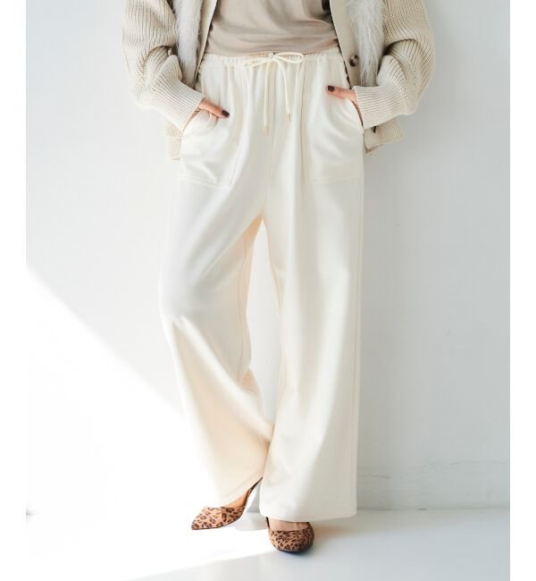 le.coeur blanc「《手洗い可能》コスミカルウォームイージーワイドパンツ」|その他|アイボリー