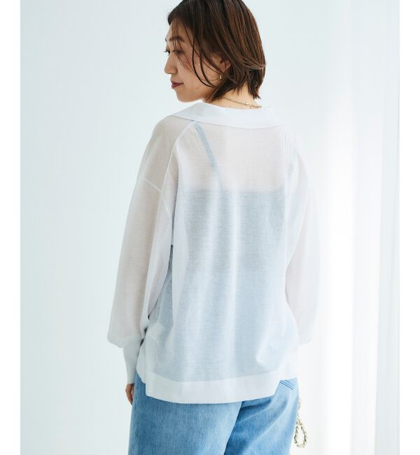 le.coeur blanc「《手洗い可能》シアースキッパー襟付きニット」|ニット・セーター|