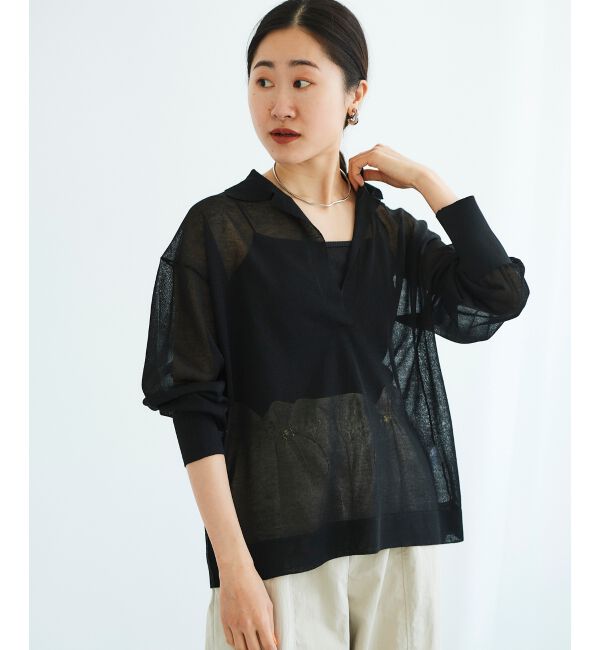 le.coeur blanc「《手洗い可能》シアースキッパー襟付きニット」|ニット・セーター|