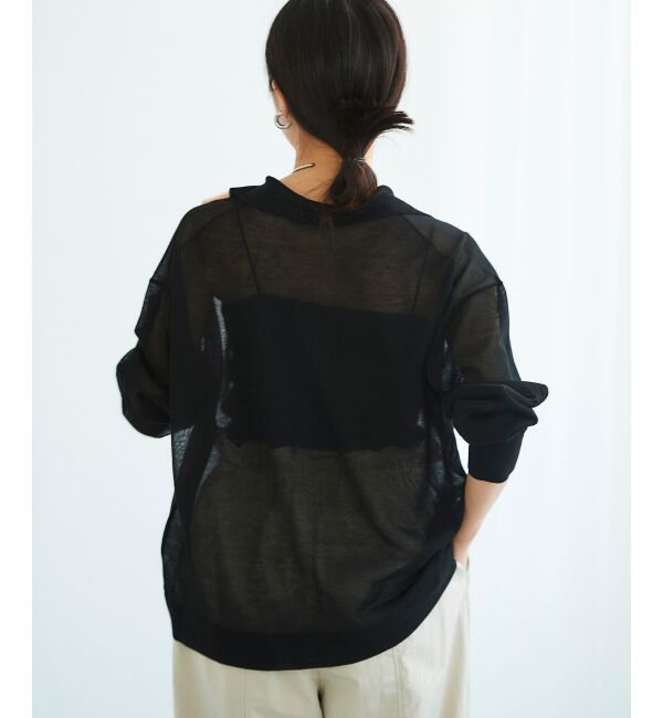 le.coeur blanc「《手洗い可能》シアースキッパー襟付きニット」|ニット・セーター|