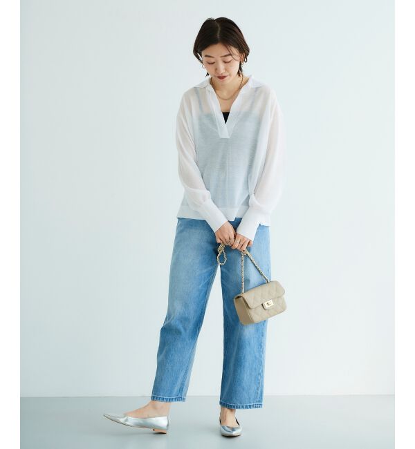 le.coeur blanc「《手洗い可能》シアースキッパー襟付きニット」|ニット・セーター|