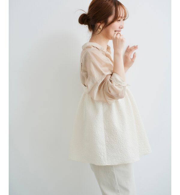 le.coeur blanc「《手洗い可能》ふくれジャガードキャミブラウス」|シャツ・ブラウス|