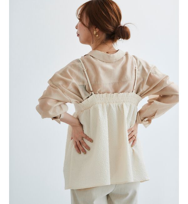 le.coeur blanc「《手洗い可能》ふくれジャガードキャミブラウス」|シャツ・ブラウス|