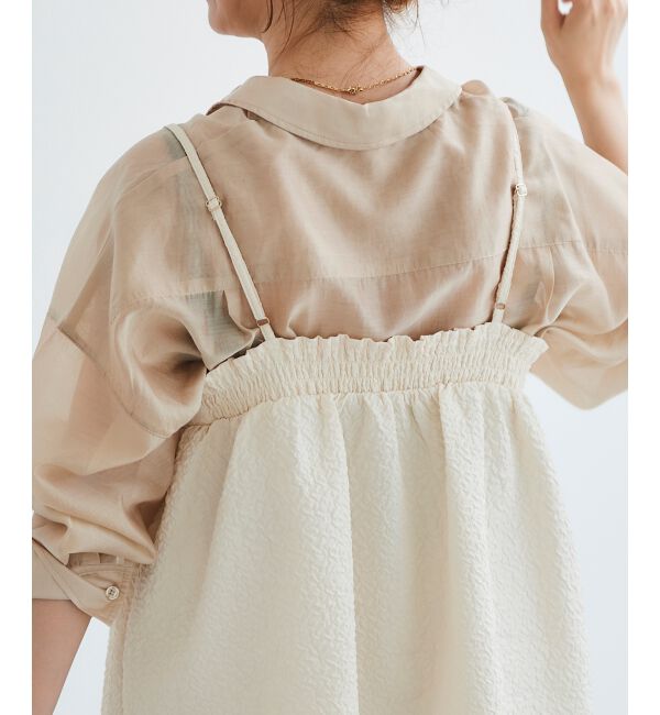 le.coeur blanc「《手洗い可能》ふくれジャガードキャミブラウス」|シャツ・ブラウス|