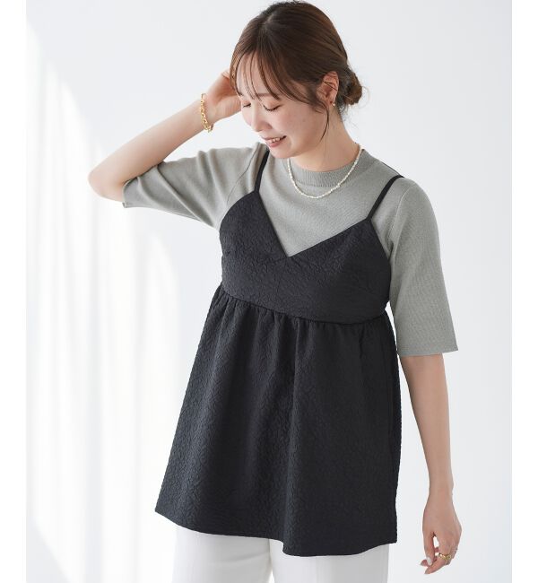 le.coeur blanc「《手洗い可能》ふくれジャガードキャミブラウス」|シャツ・ブラウス|