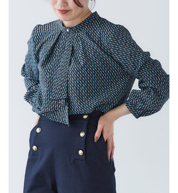 le.coeur blanc「《手洗い可能》デシンキカプリントスカーフタイブラウス」|シャツ・ブラウス|