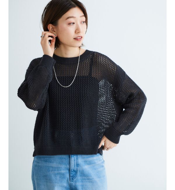 le.coeur blanc「《手洗い可能》テープヤーンメッシュプルオーバー」|ニット・セーター|